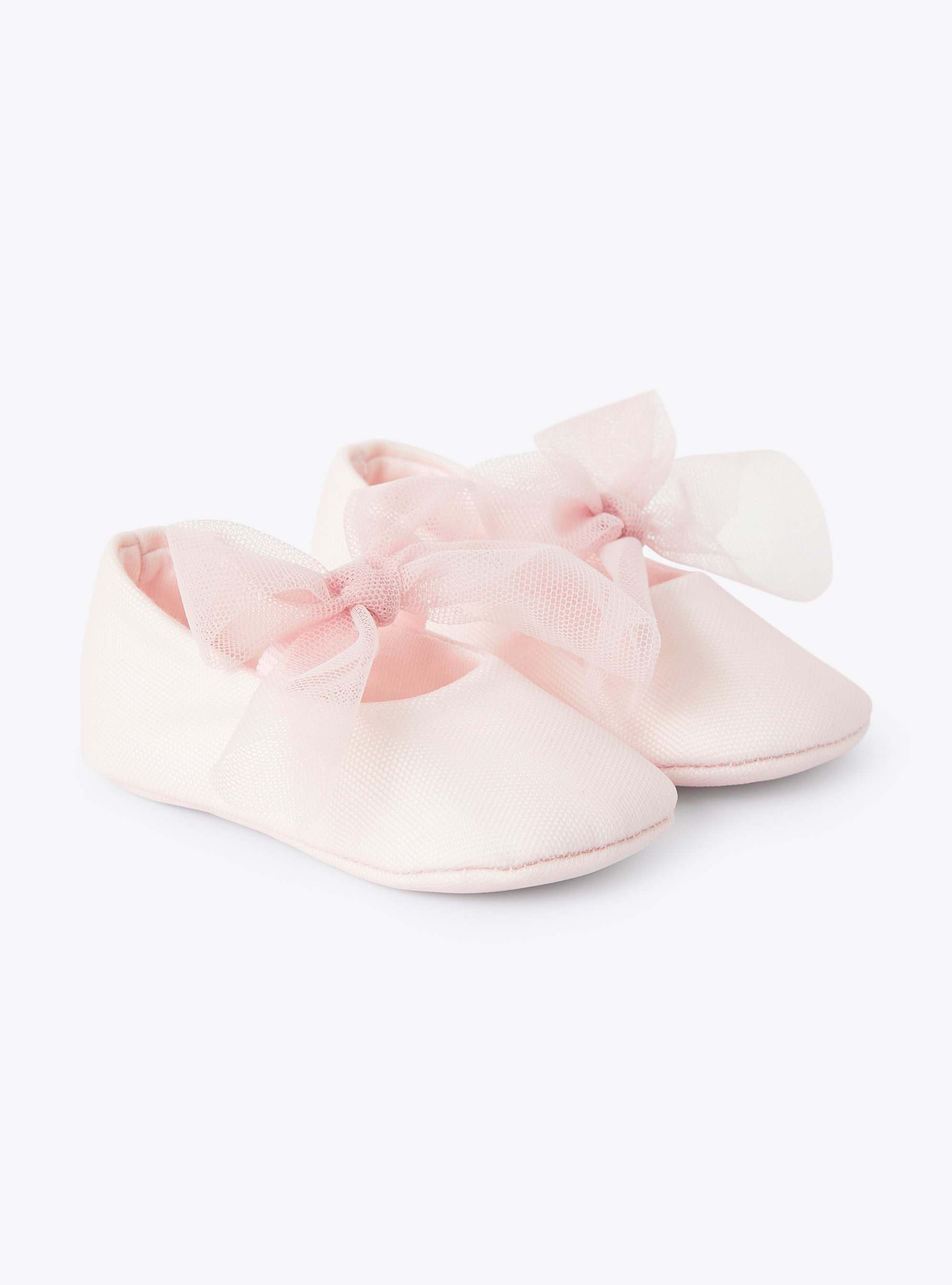 Shoe for baby girls with a pink tulle bow embellishment - Pink | Il Gufo