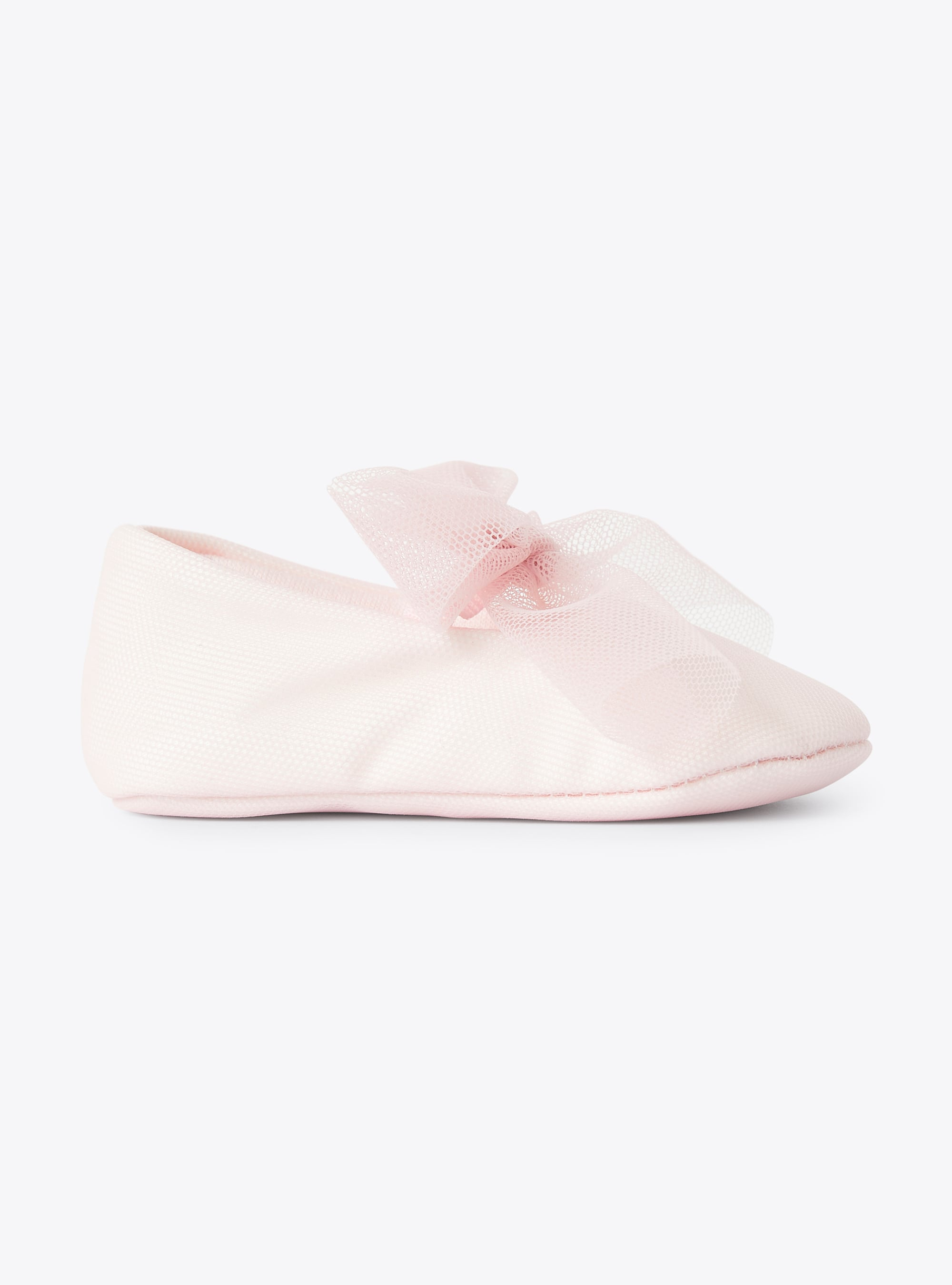 Shoe for baby girls with a pink tulle bow embellishment - Pink | Il Gufo