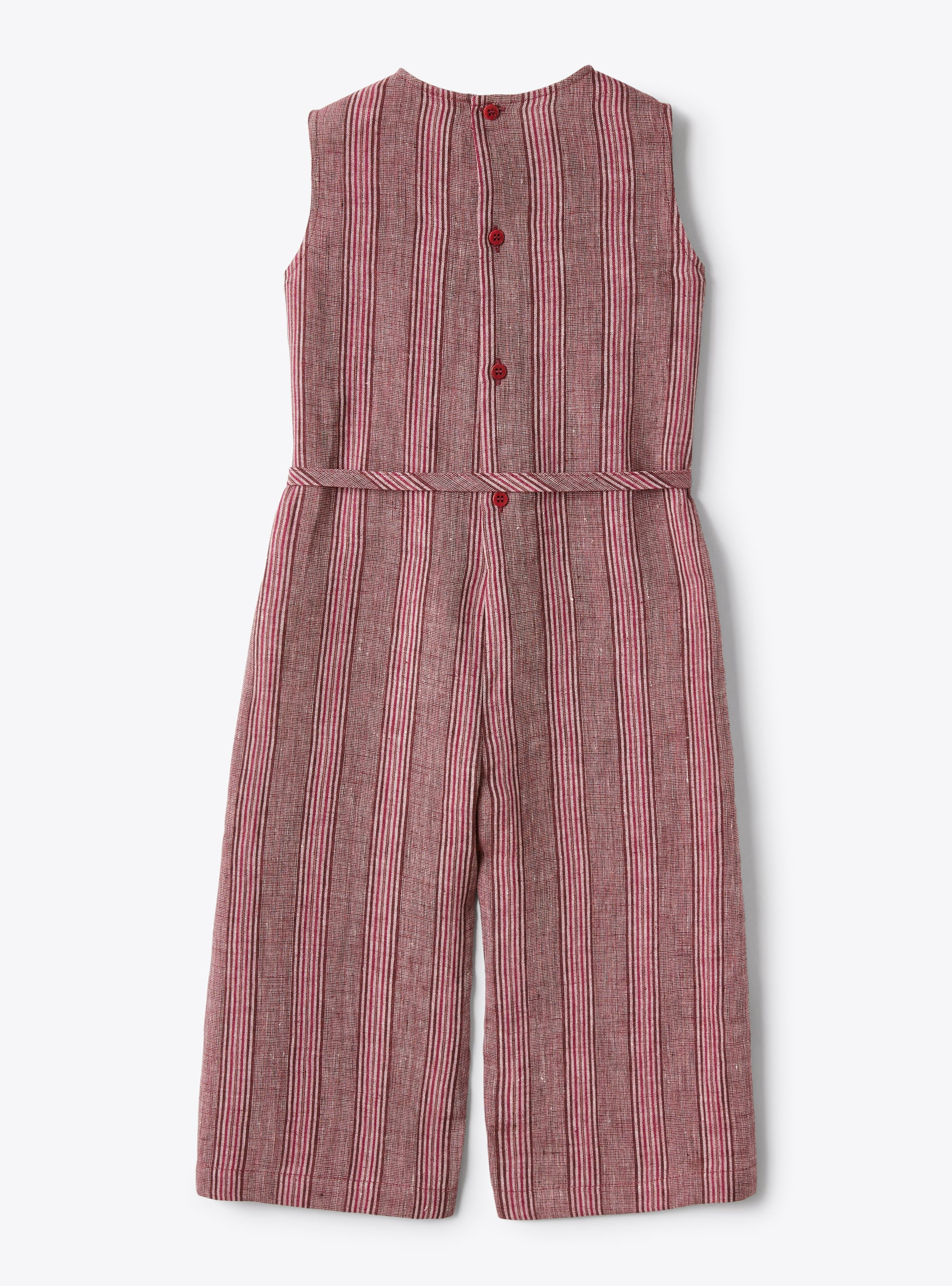 Dungarees for girls in striped linen  | Il Gufo