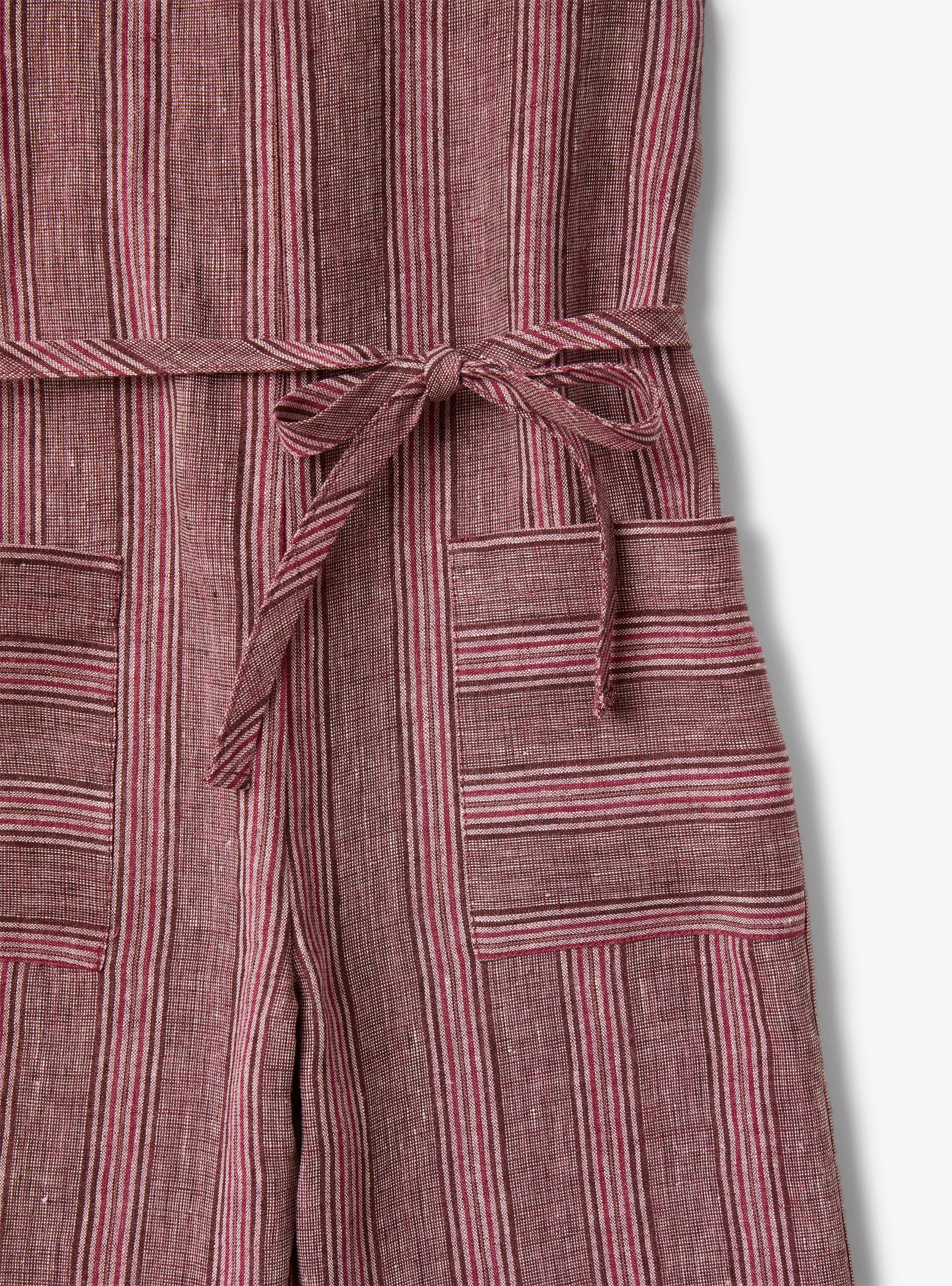 Dungarees for girls in striped linen  | Il Gufo
