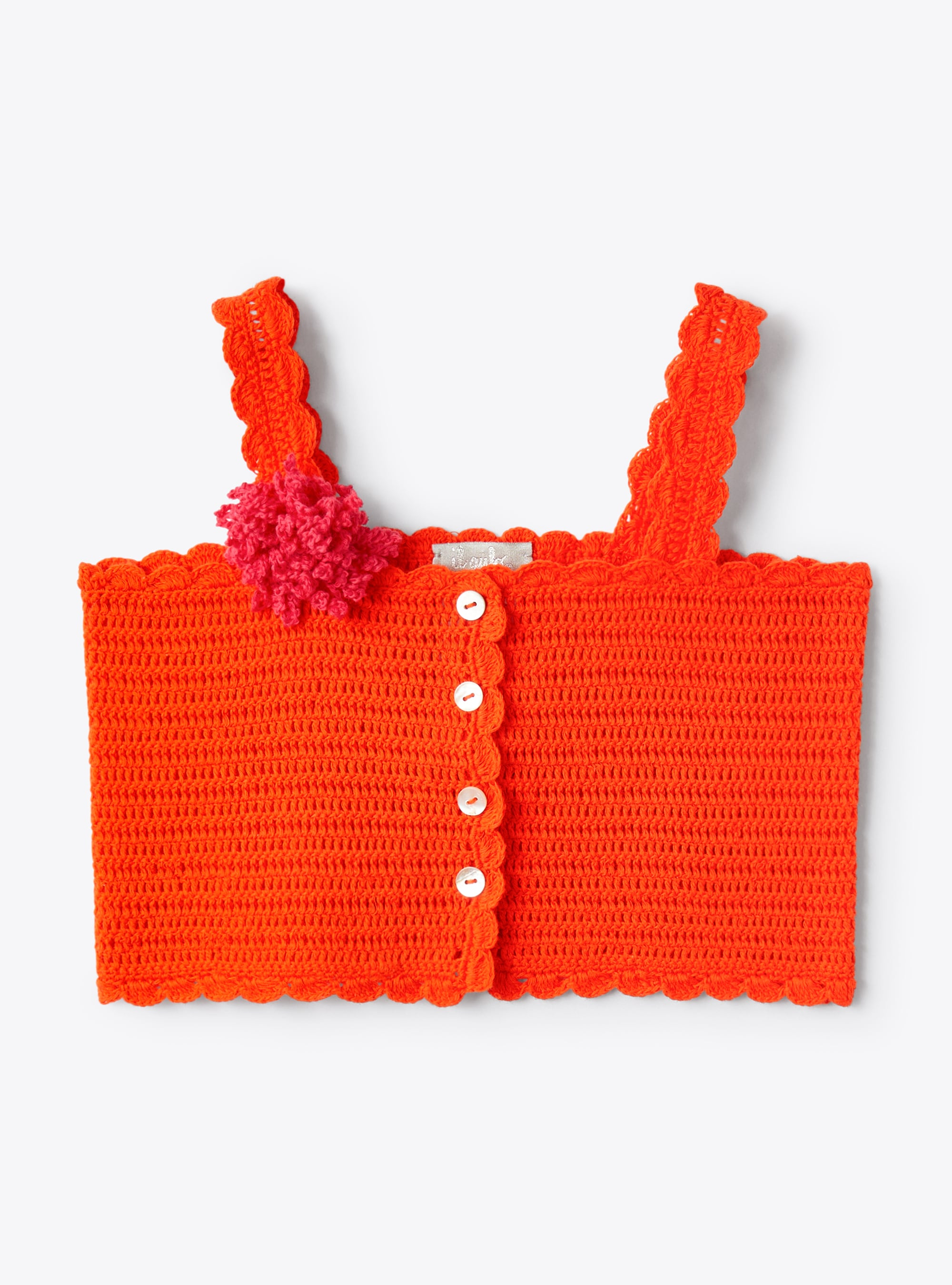Haut en coton biologique crocheté orange - Pulls - Il Gufo