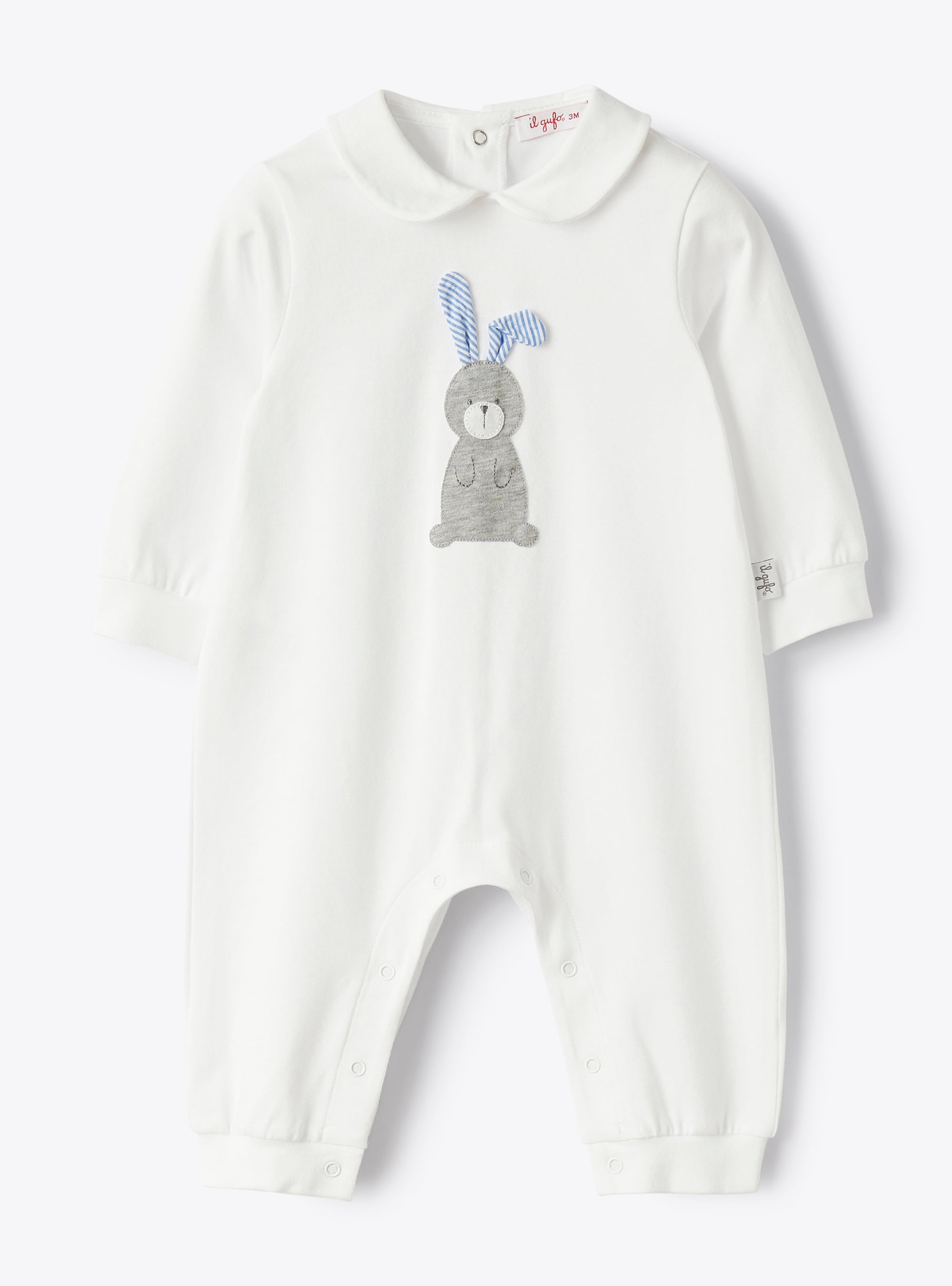 Babysuit in stretch jersey with bunny detail - Babygrows - Il Gufo