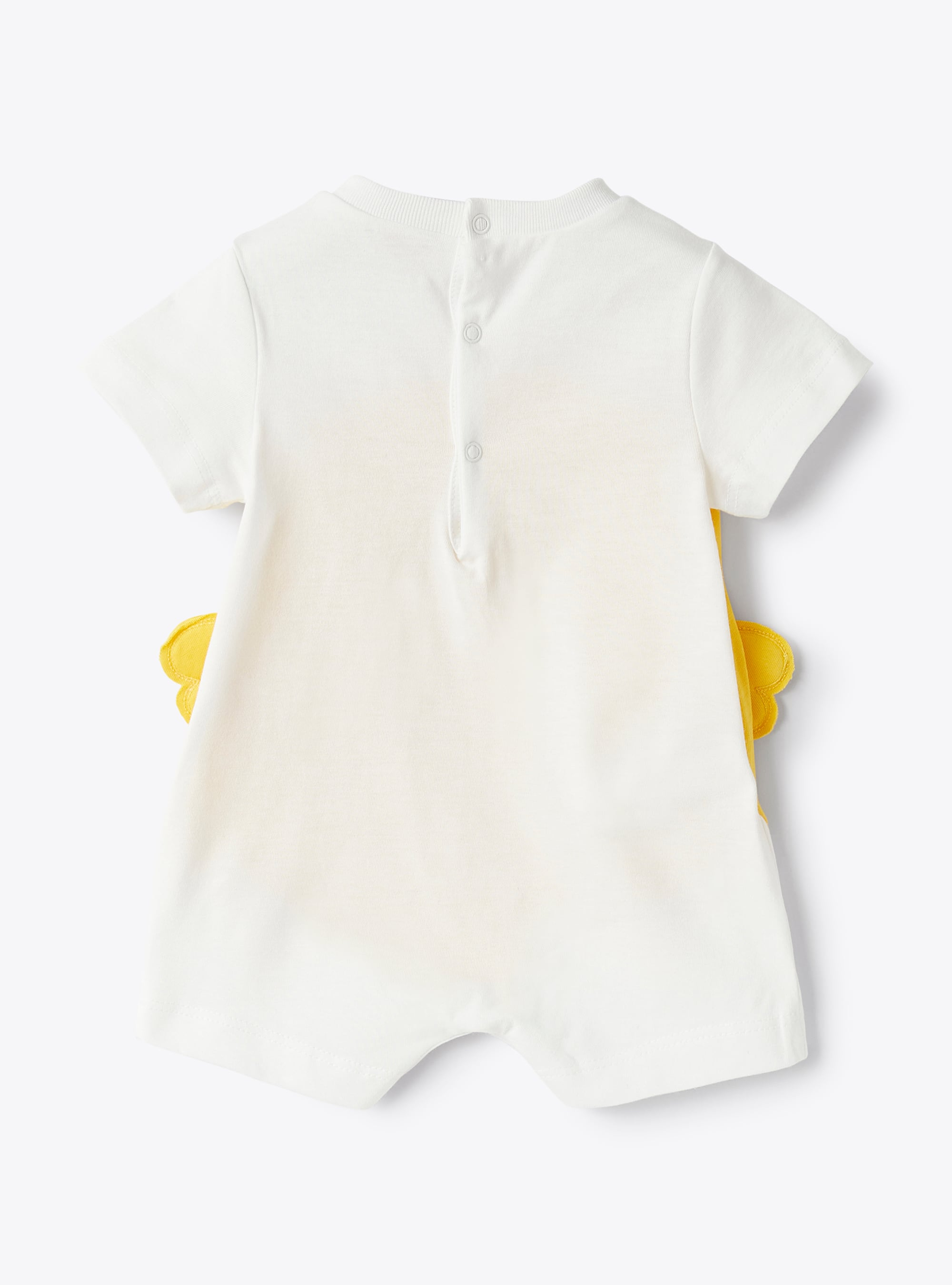 Short jersey babysuit with a pretty appliqué chick - Beige | Il Gufo