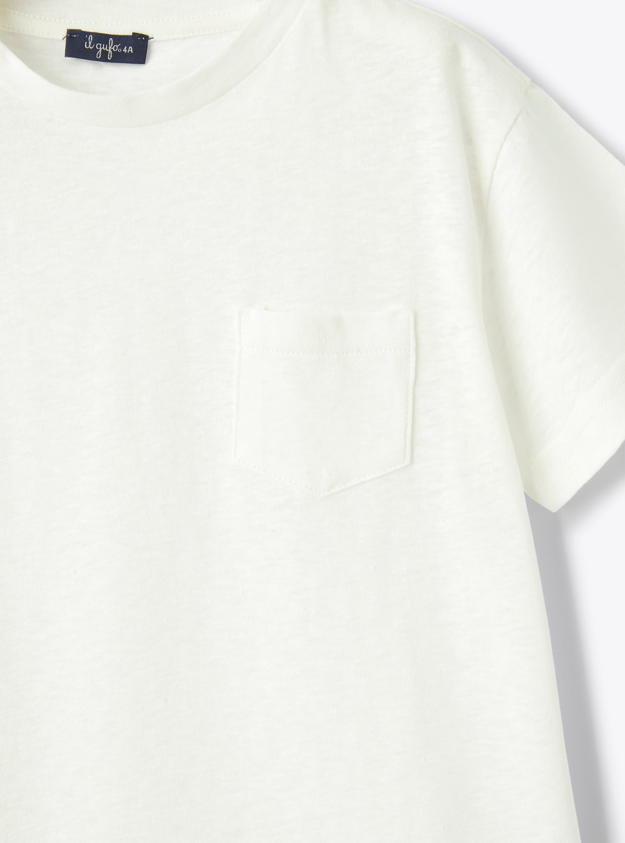 T-shirt blanc en coton et lin - Blanc | Il Gufo