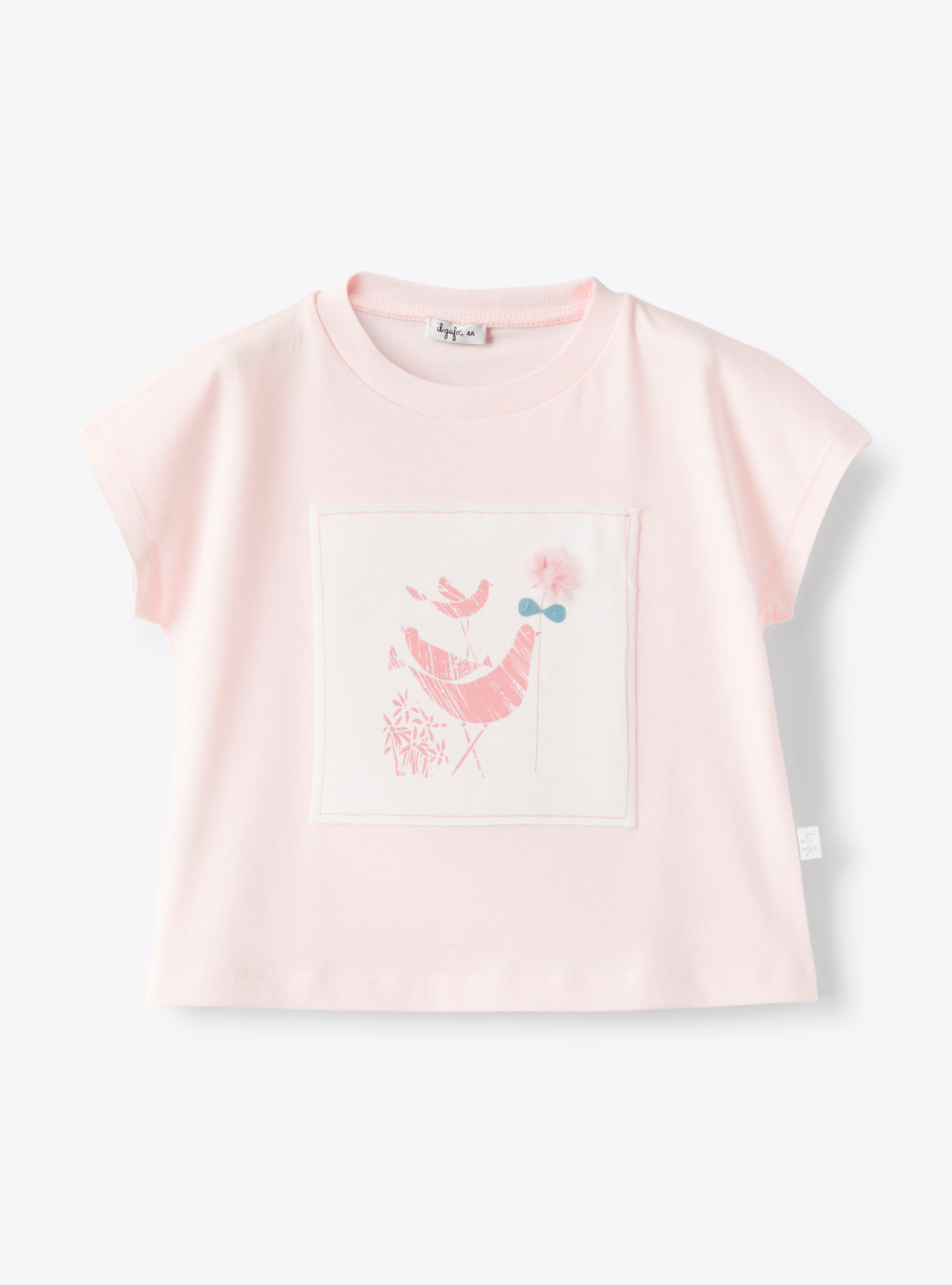 T-shirt for girls with a patch detail on the front - White | Il Gufo