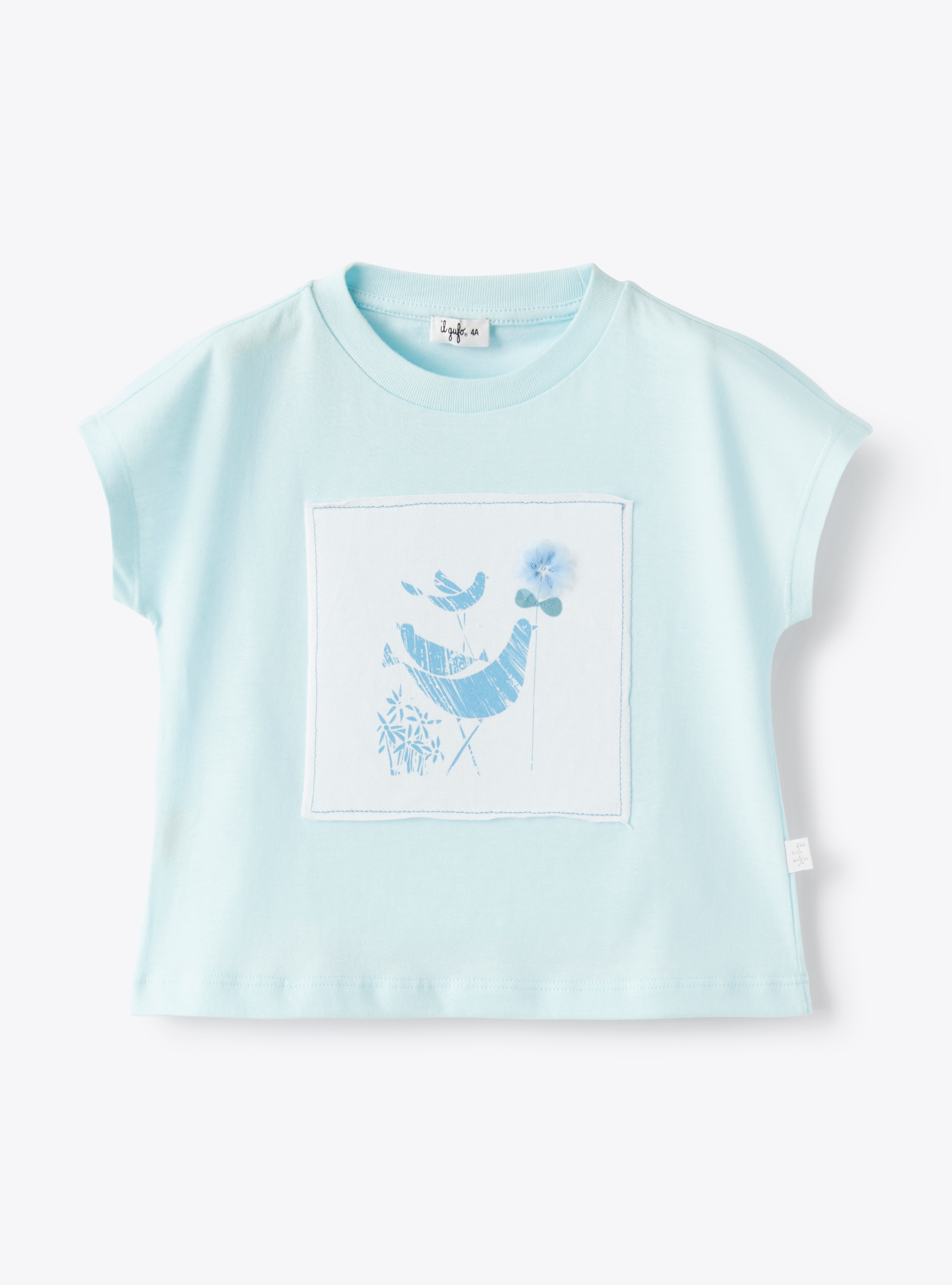 T-shirt da bambina con patch frontale - Bianco | Il Gufo