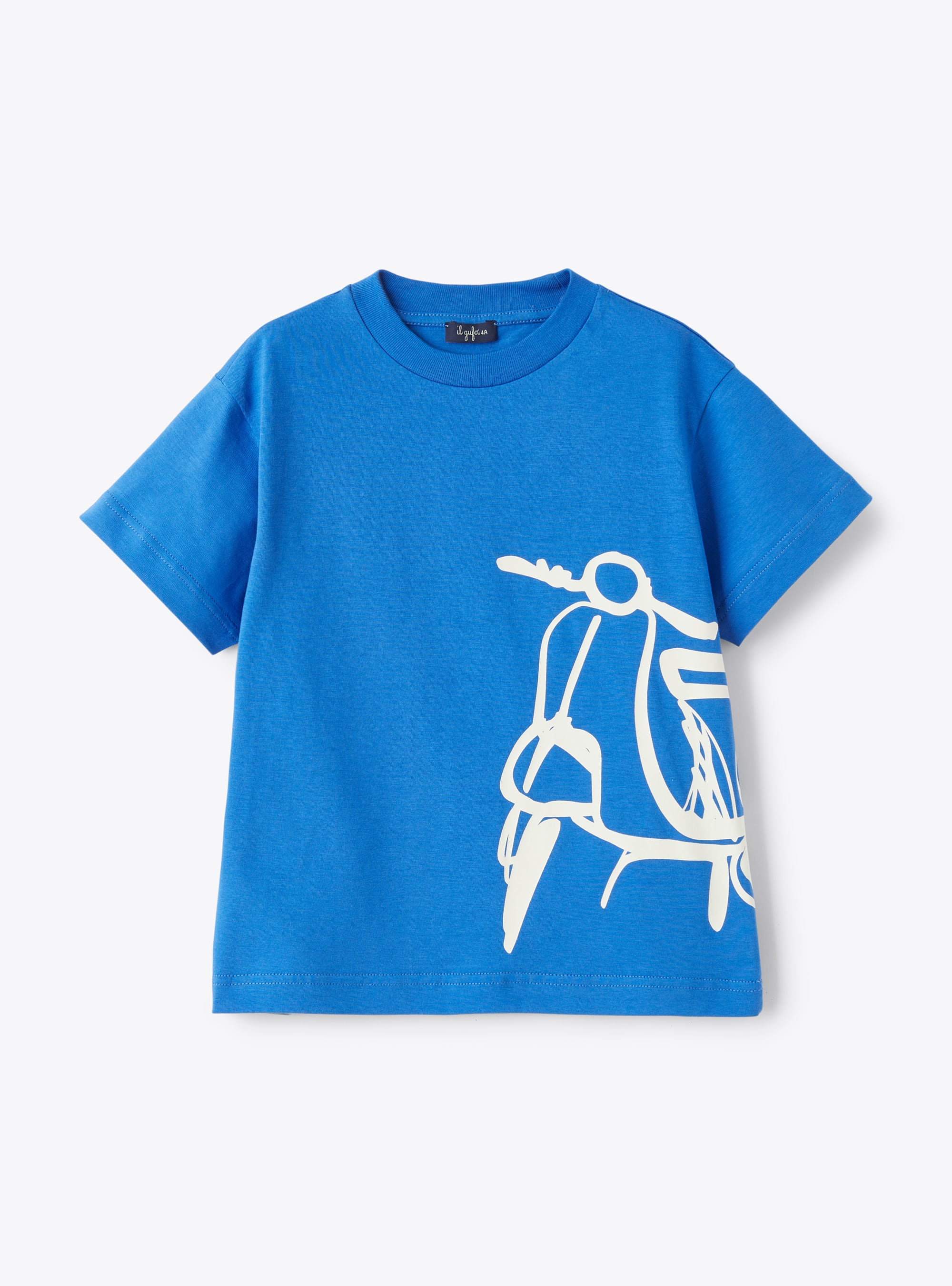 Kobaltblaues T-Shirt mit aufgedruckter Vespa  - T-shirts - Il Gufo
