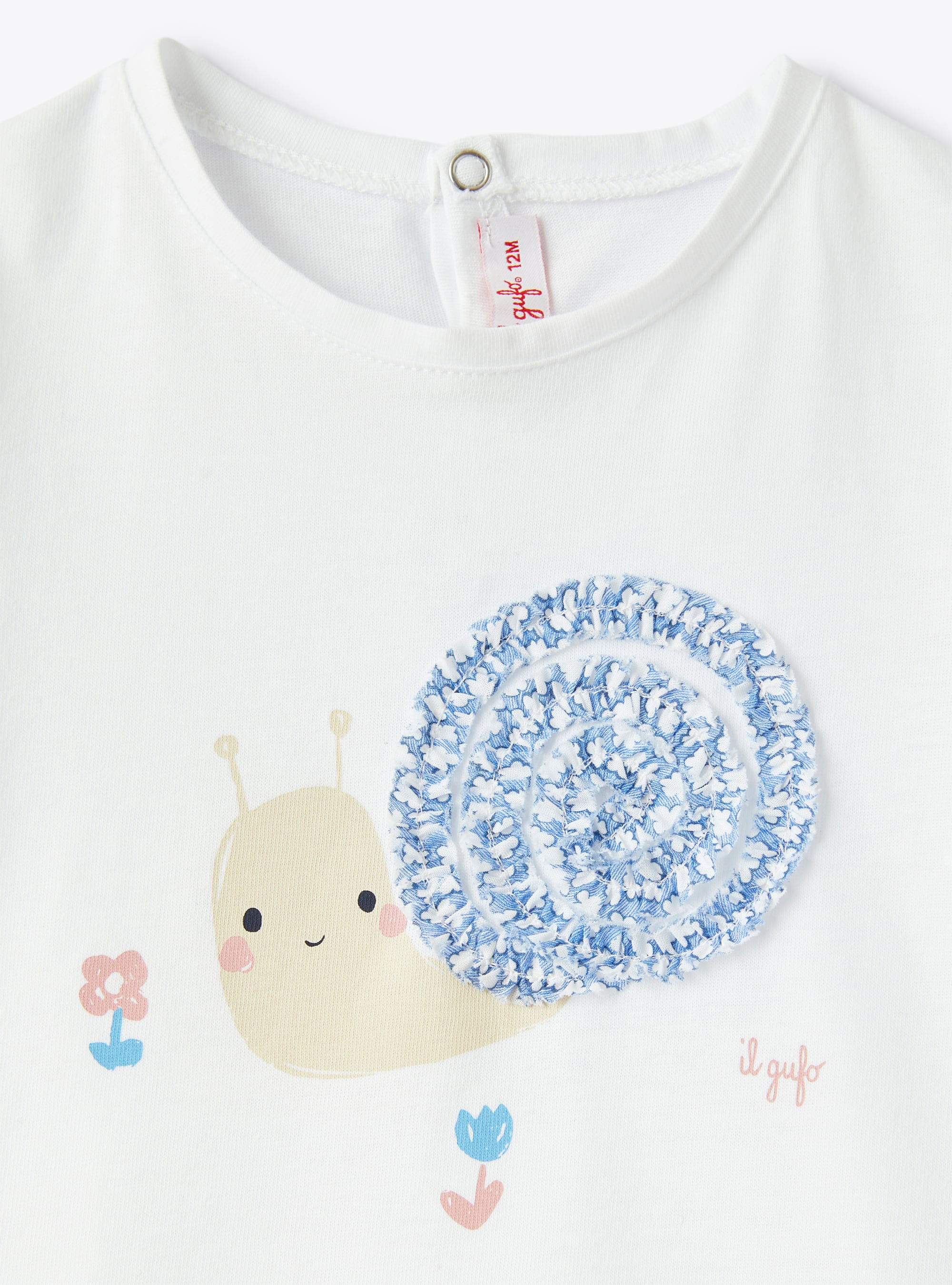 T-shirt pour bébé fille avec imprimé escargot - Bleu clair | Il Gufo
