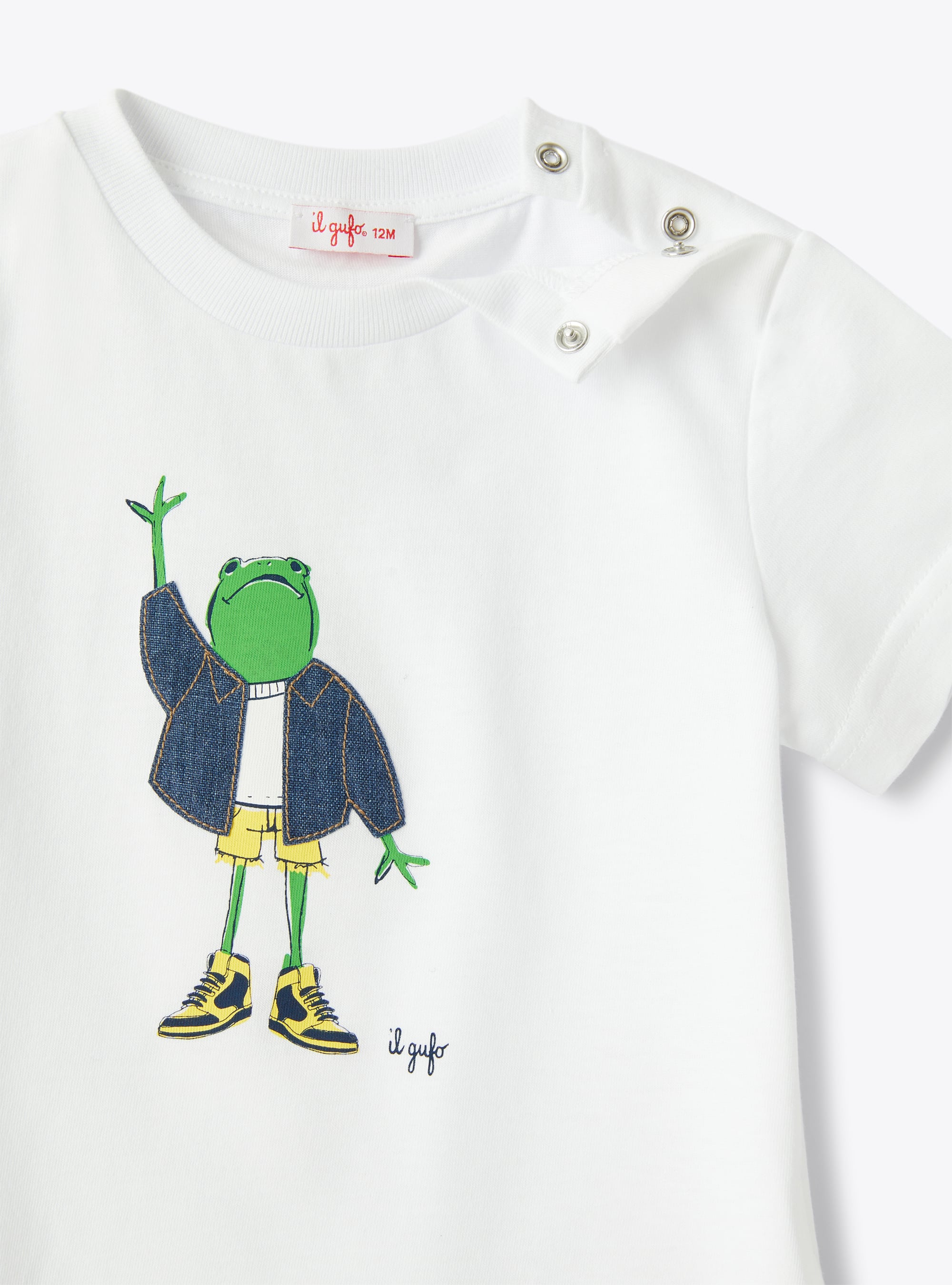 T-shirt for baby boys with frog print  - Blue | Il Gufo