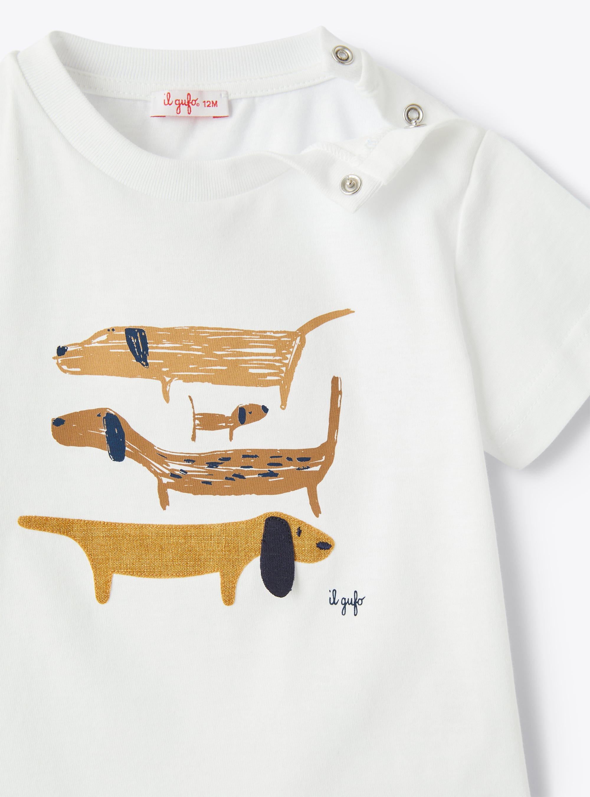 T-shirt for baby boys with dachshund print - Orange | Il Gufo
