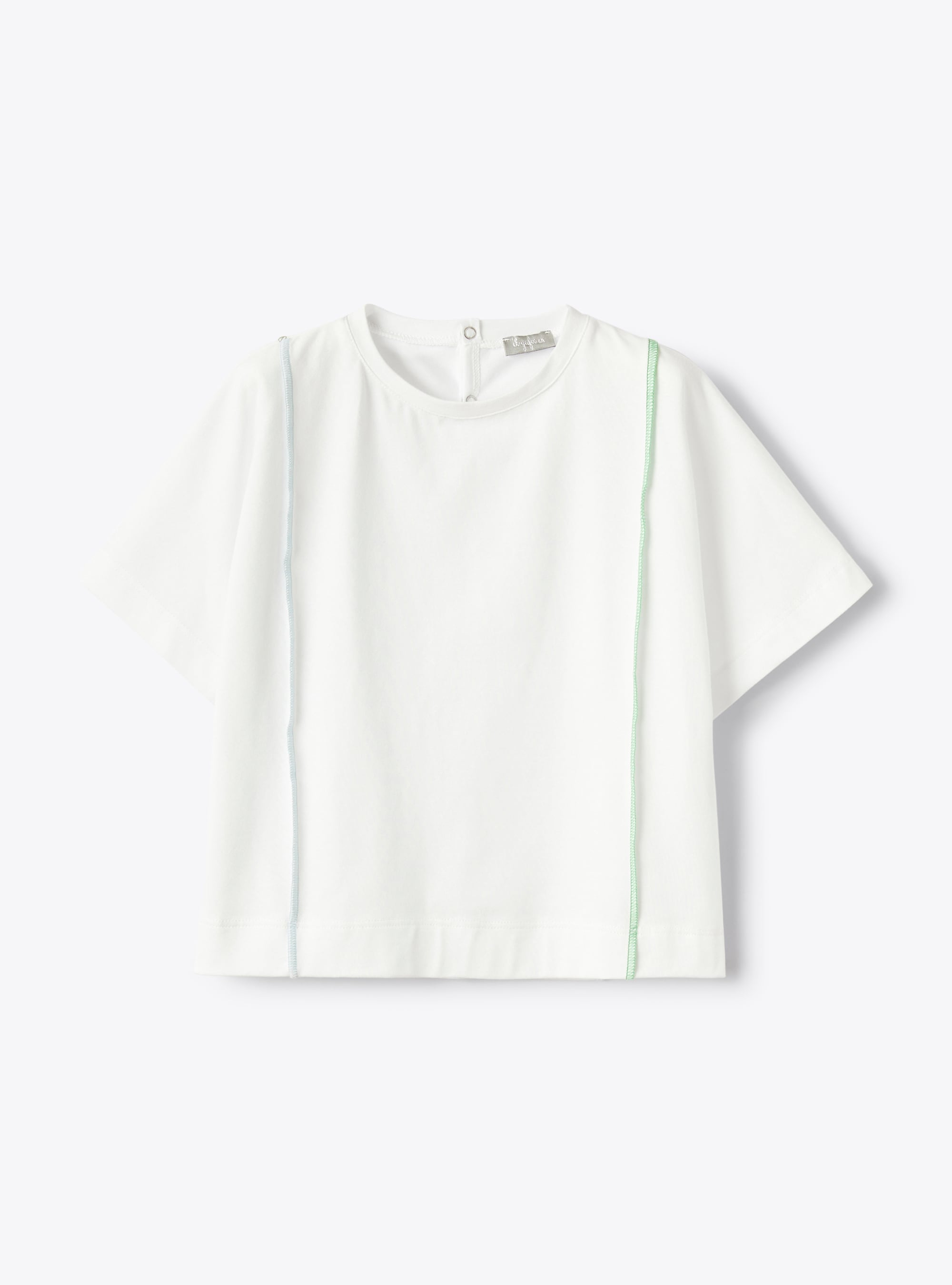 Weißes T-Shirt mit farblich abgehobenen Nähten - Beige | Il Gufo