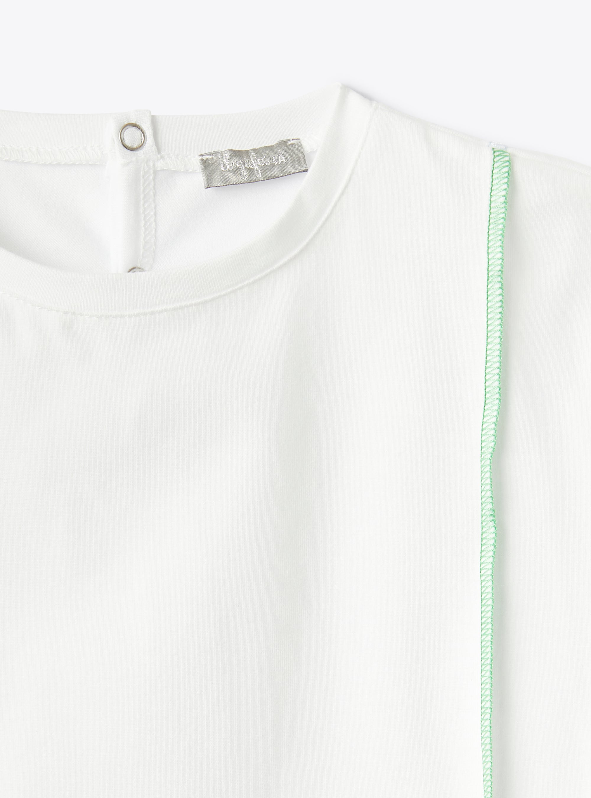 White T-shirt with contrasting topstitched details - Beige | Il Gufo