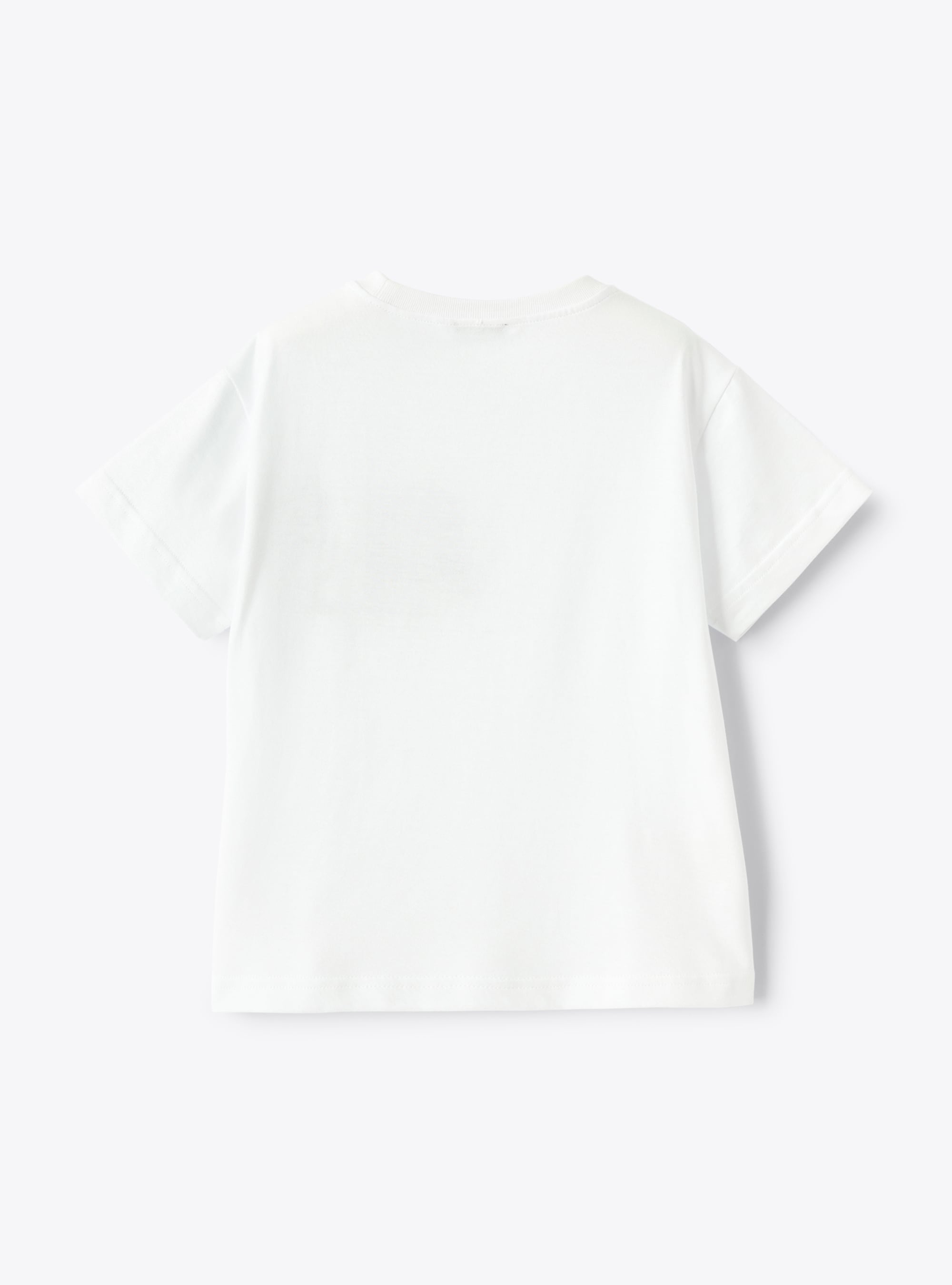 T-shirt bianca con ricamo auto blu - Blu | Il Gufo