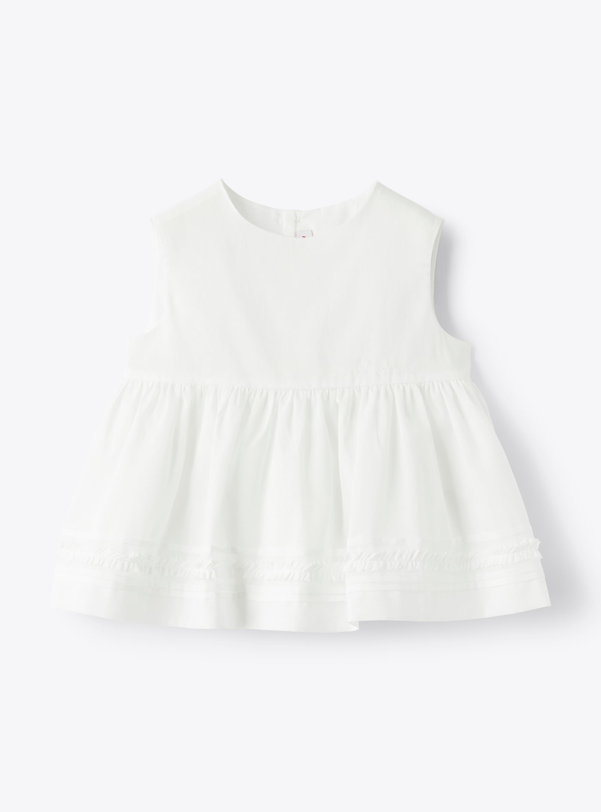 Sleeveless top in white cotton voile - T-shirts - Il Gufo
