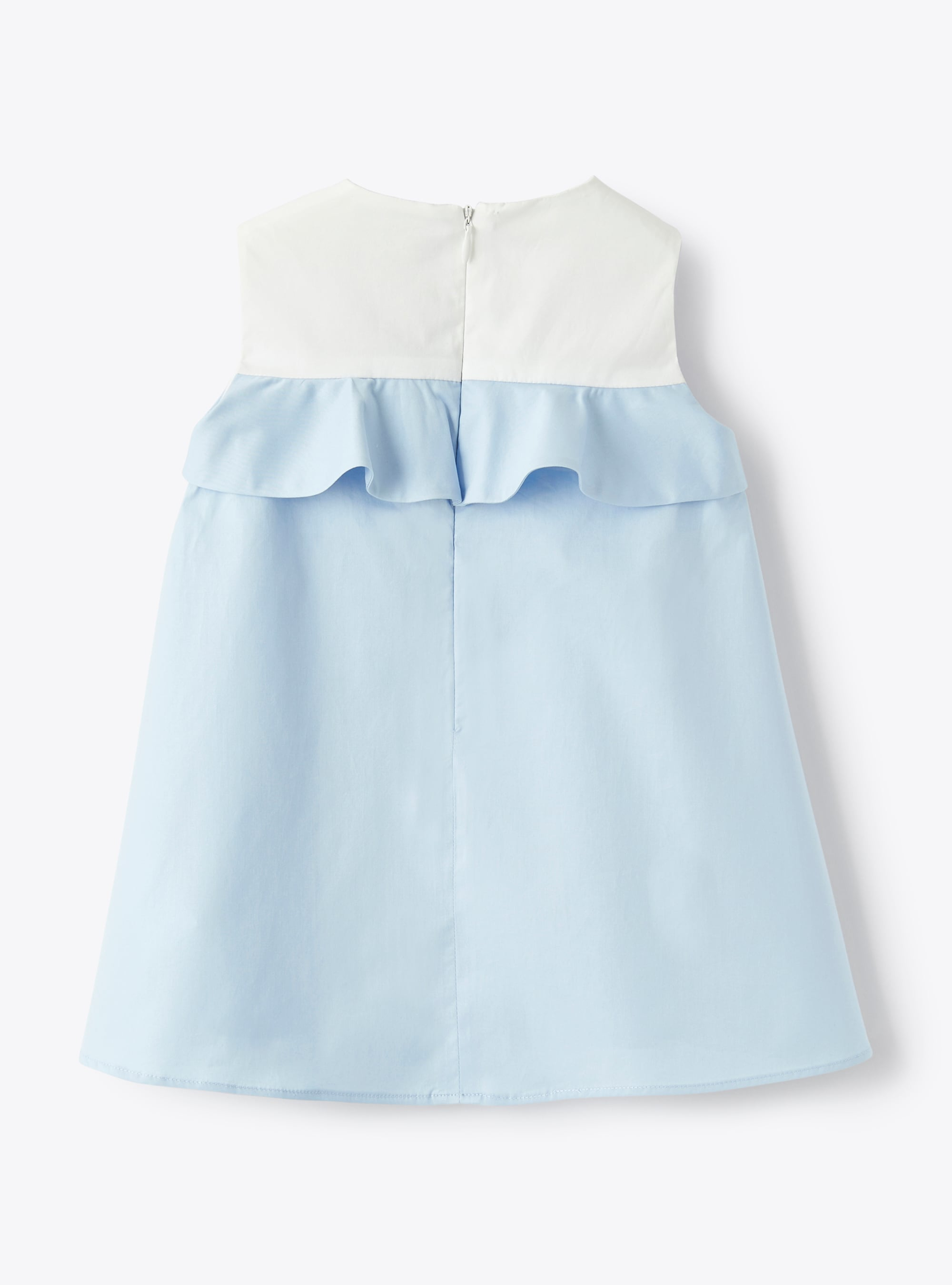 Babykleid für Mädchen aus Stretch-Popeline - Hellblau | Il Gufo