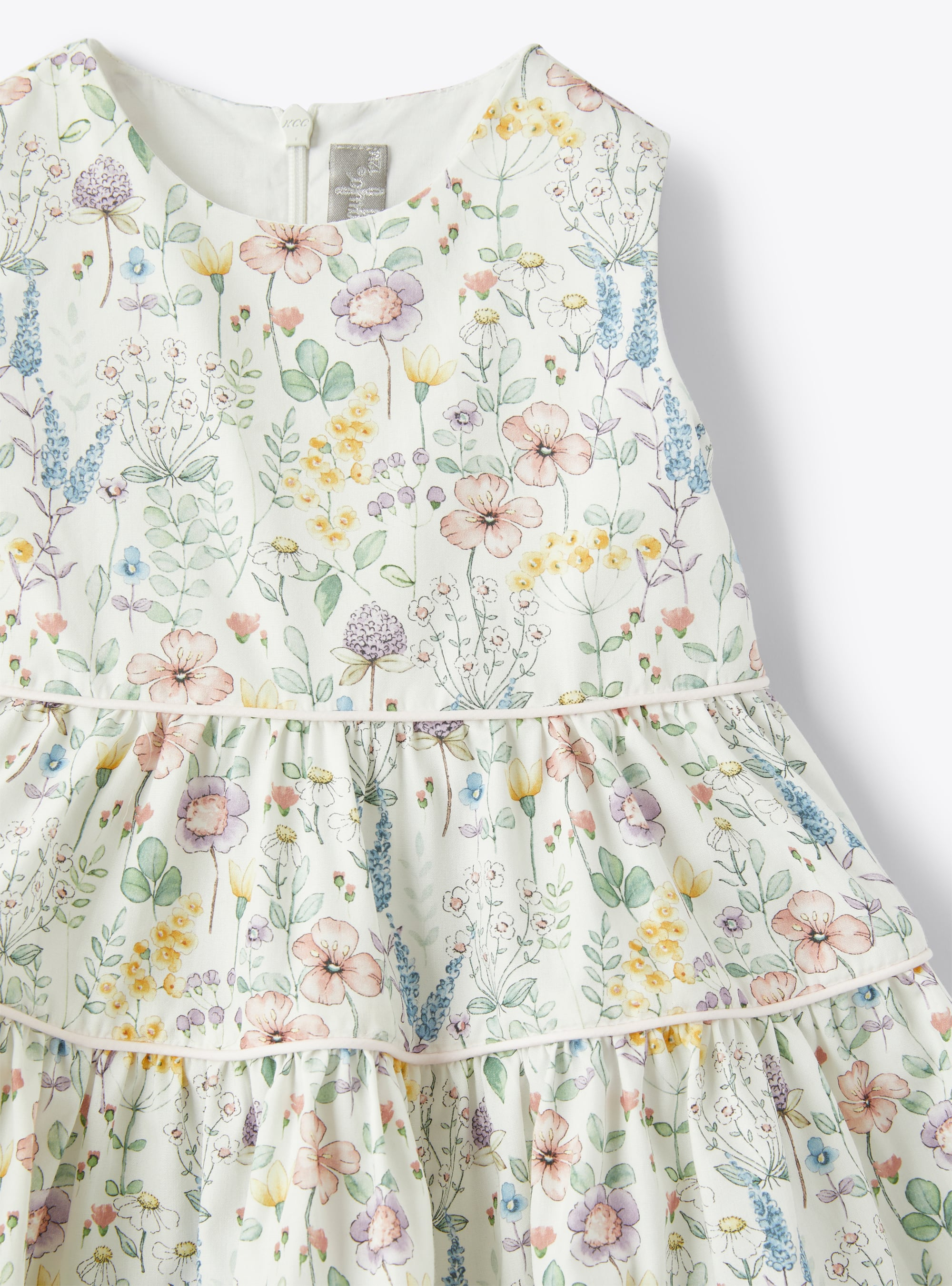 Dress in floral-patterned organic cotton - Green | Il Gufo