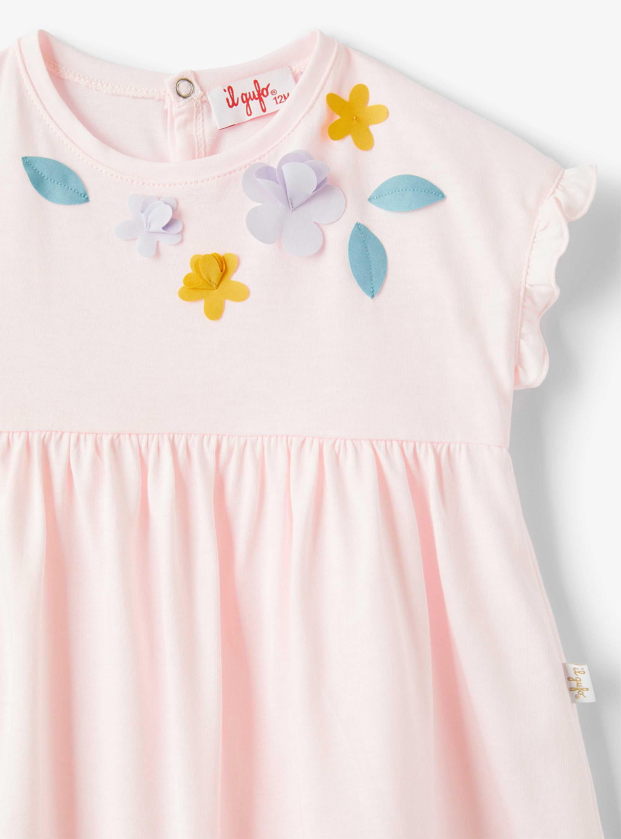 Dress for baby girls in pink jersey - Pink | Il Gufo
