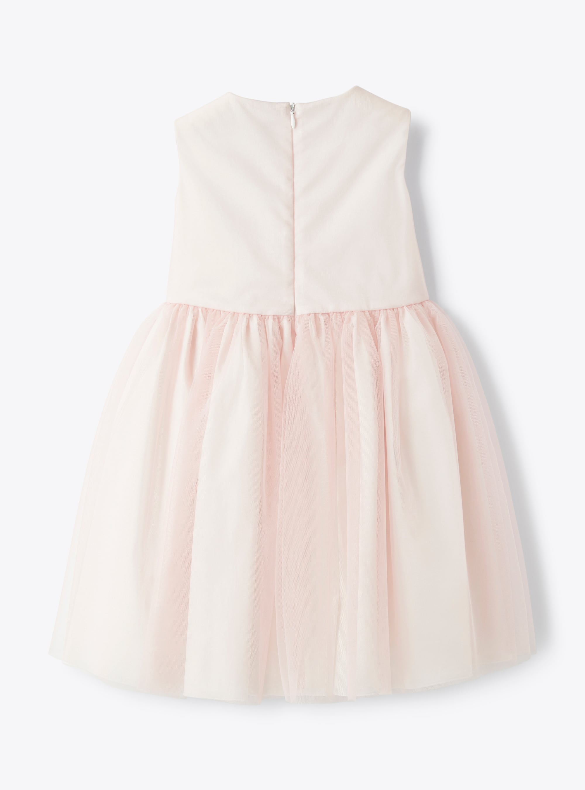 Dress in antique-rose tulle with appliqué flowers - Pink | Il Gufo