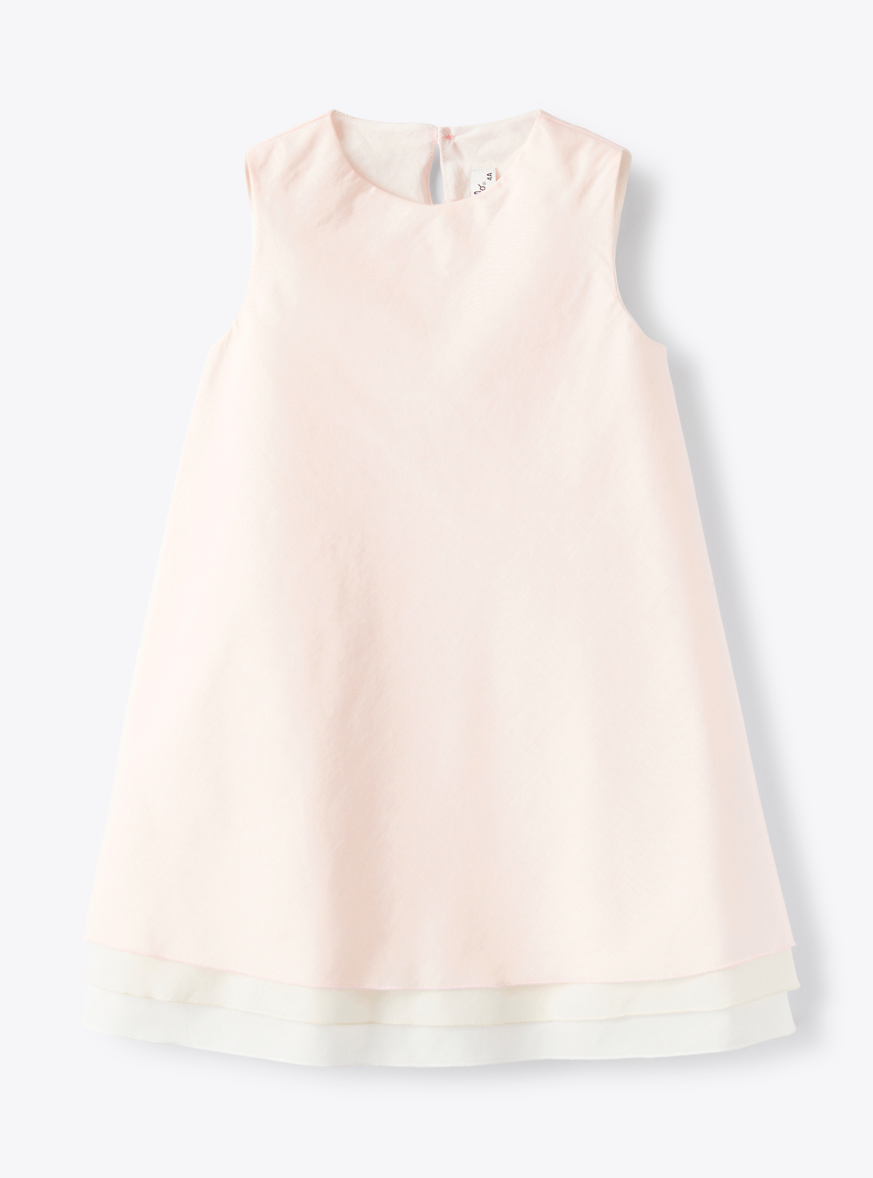 Dress in pearl-pink cotton voile with three tiers - Dresses - Il Gufo