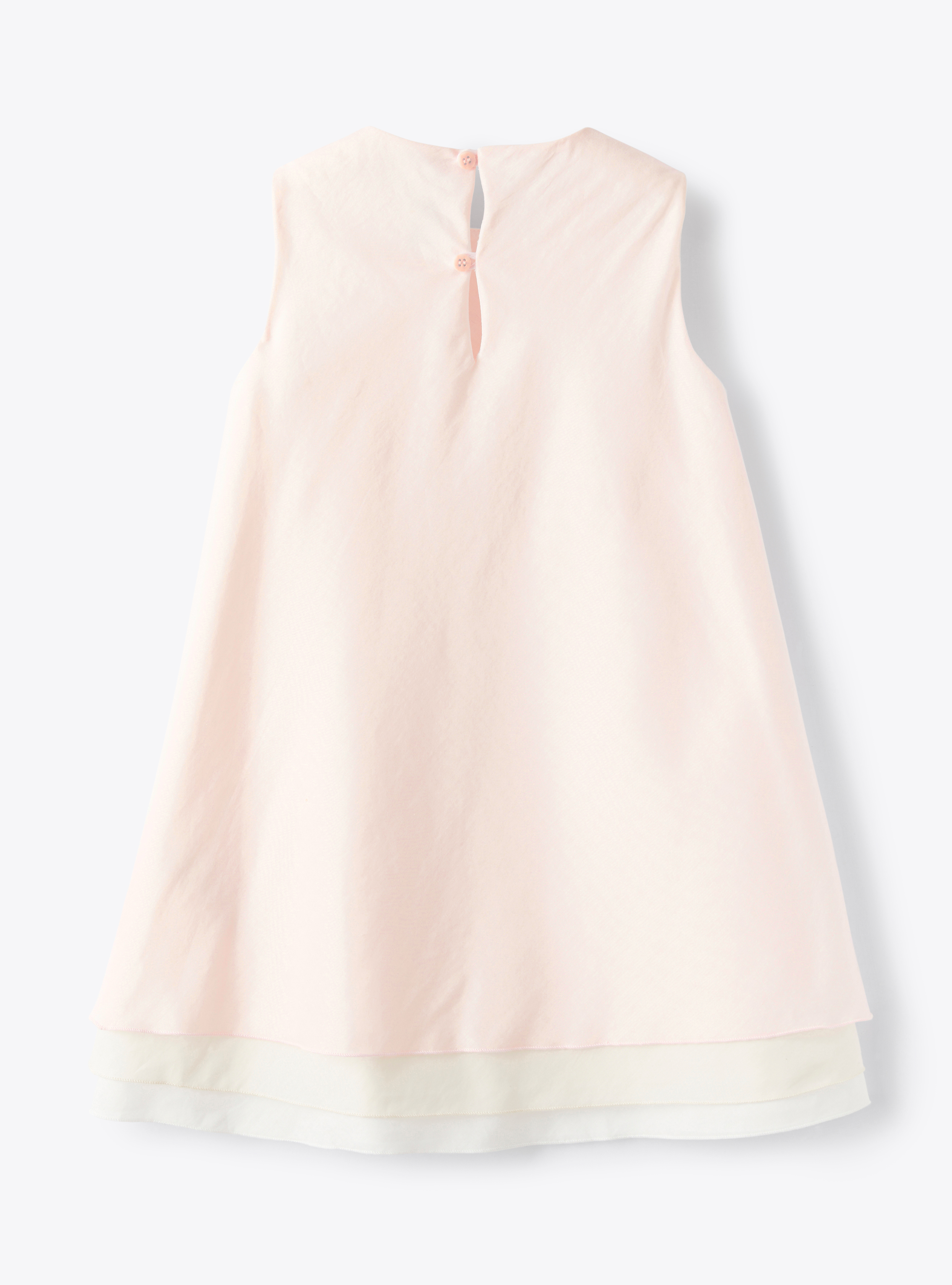 Kleid aus dreilagigem, perlrosa Baumwoll-Voile - Rose | Il Gufo