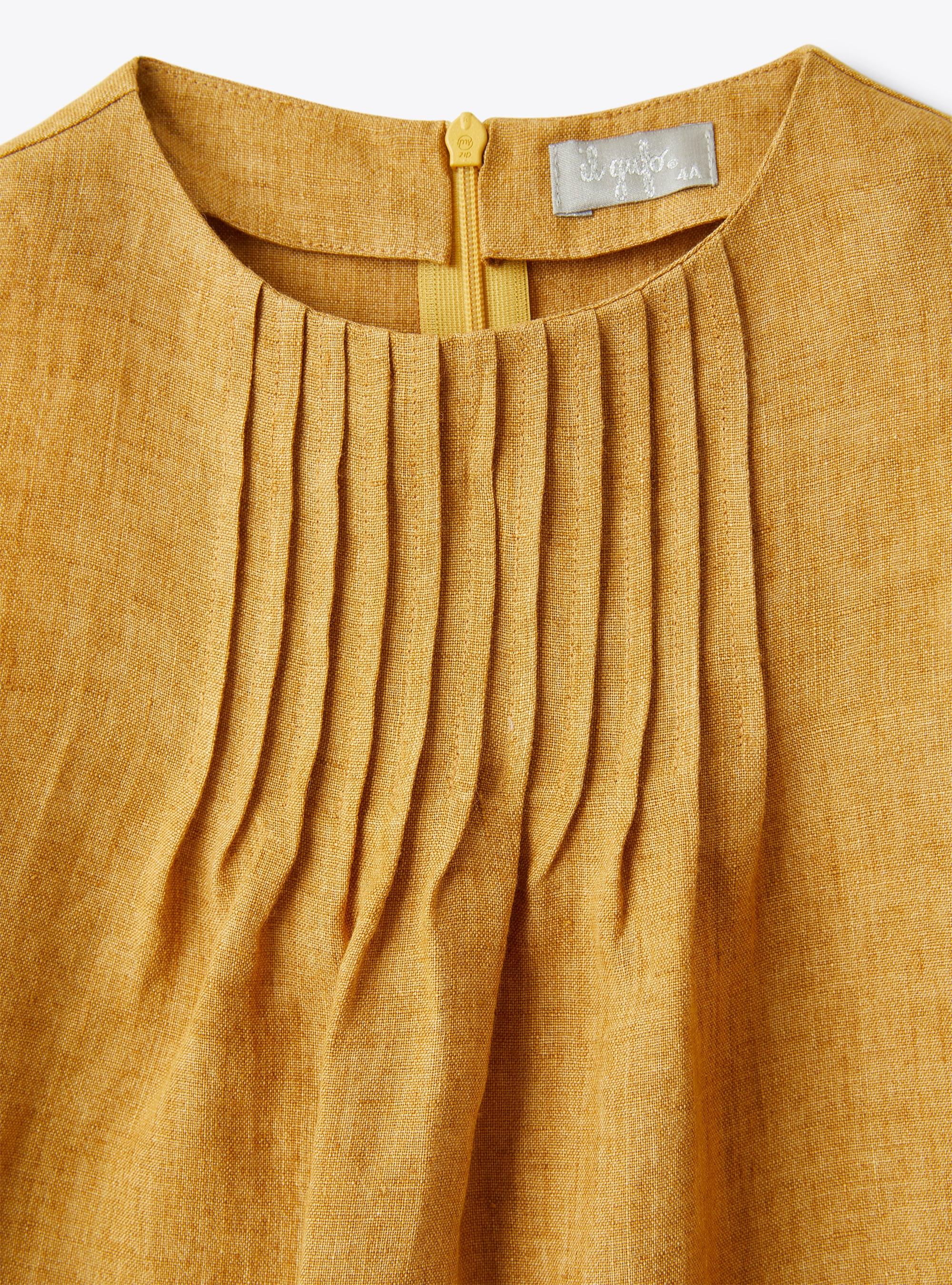 Dress in cinnamon mélange linen - Brown | Il Gufo