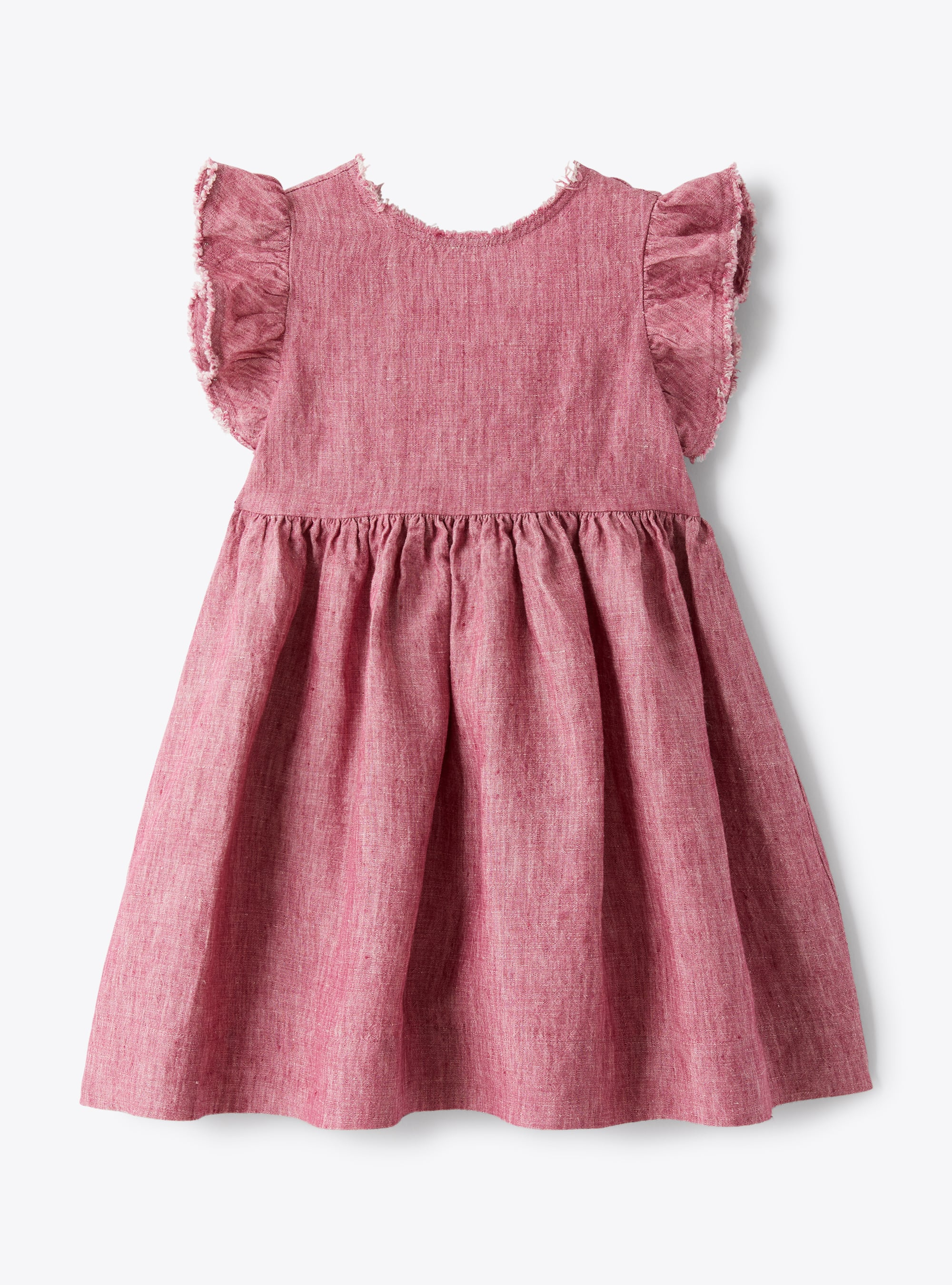 Linen dress with a bow detail in onion purple - Dresses - Il Gufo