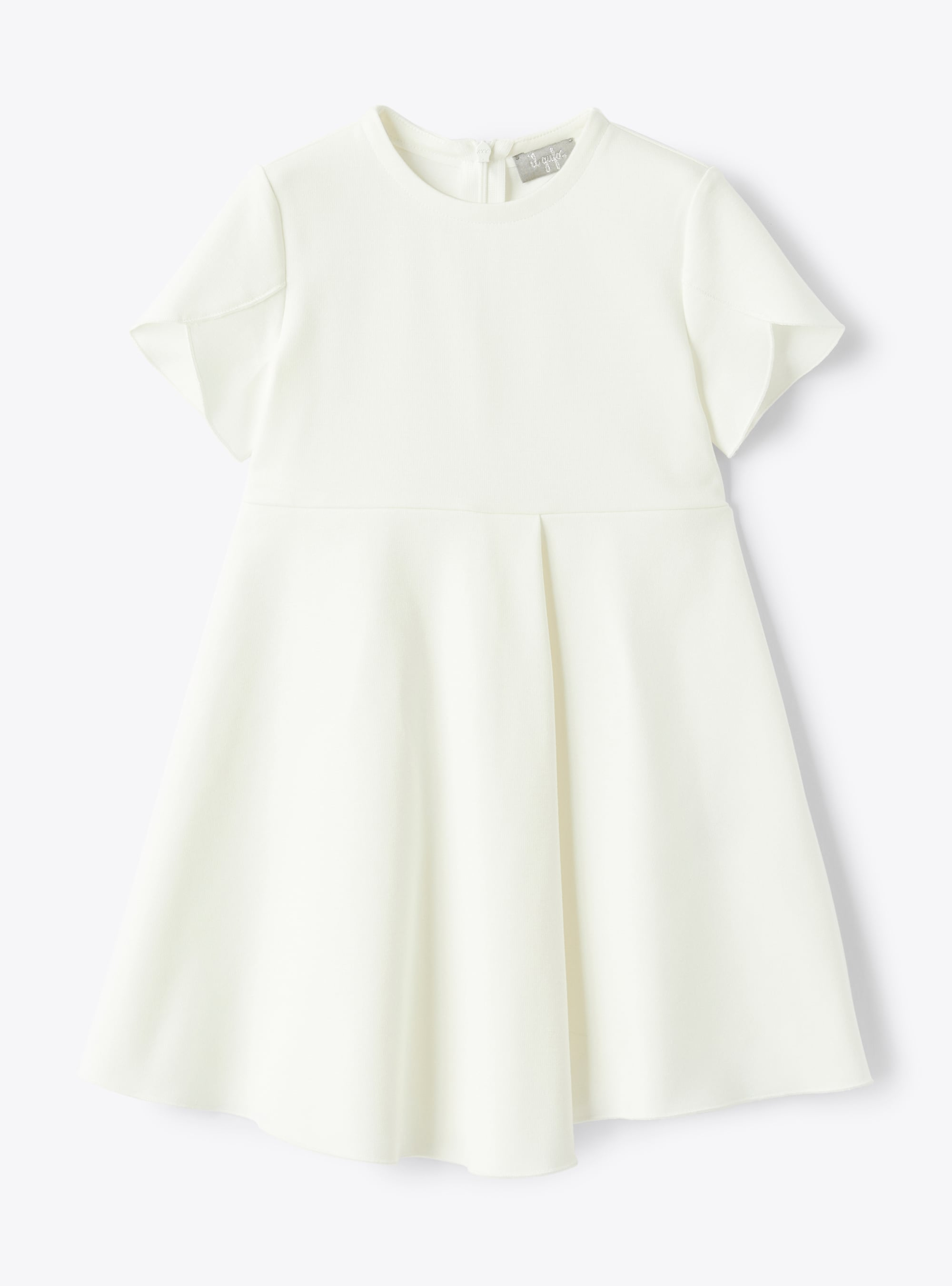 Молочно-белое платье с коротким рукавом из ткани пунто рома - БЕЛЫЙ | Il Gufo