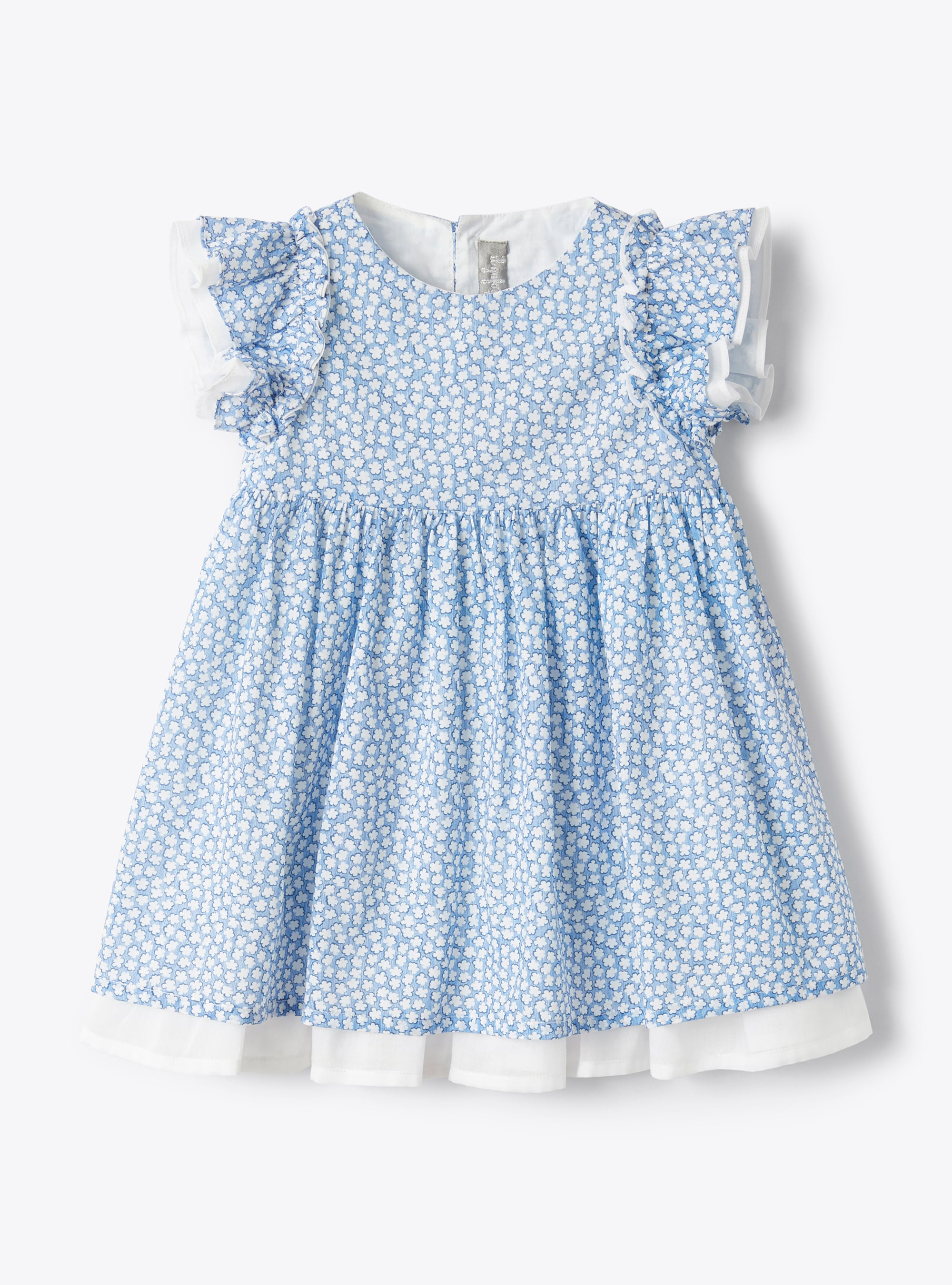 Floral-printed dress for baby girls in cobalt blue - Dresses - Il Gufo