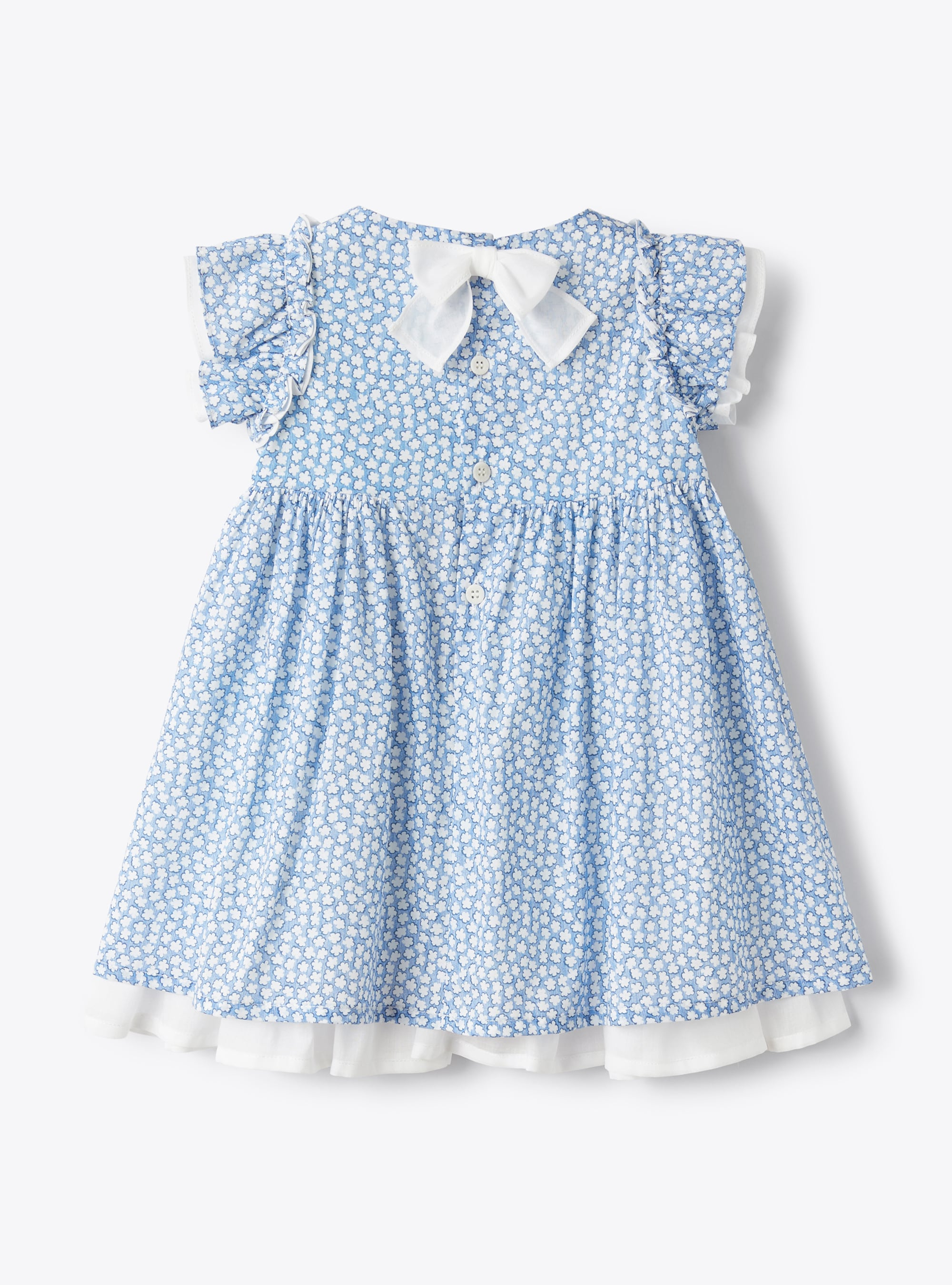 Кобальтово-синее платье для новорожденной, с принтом в мелкий цветочек - СИНИЙ | Il Gufo