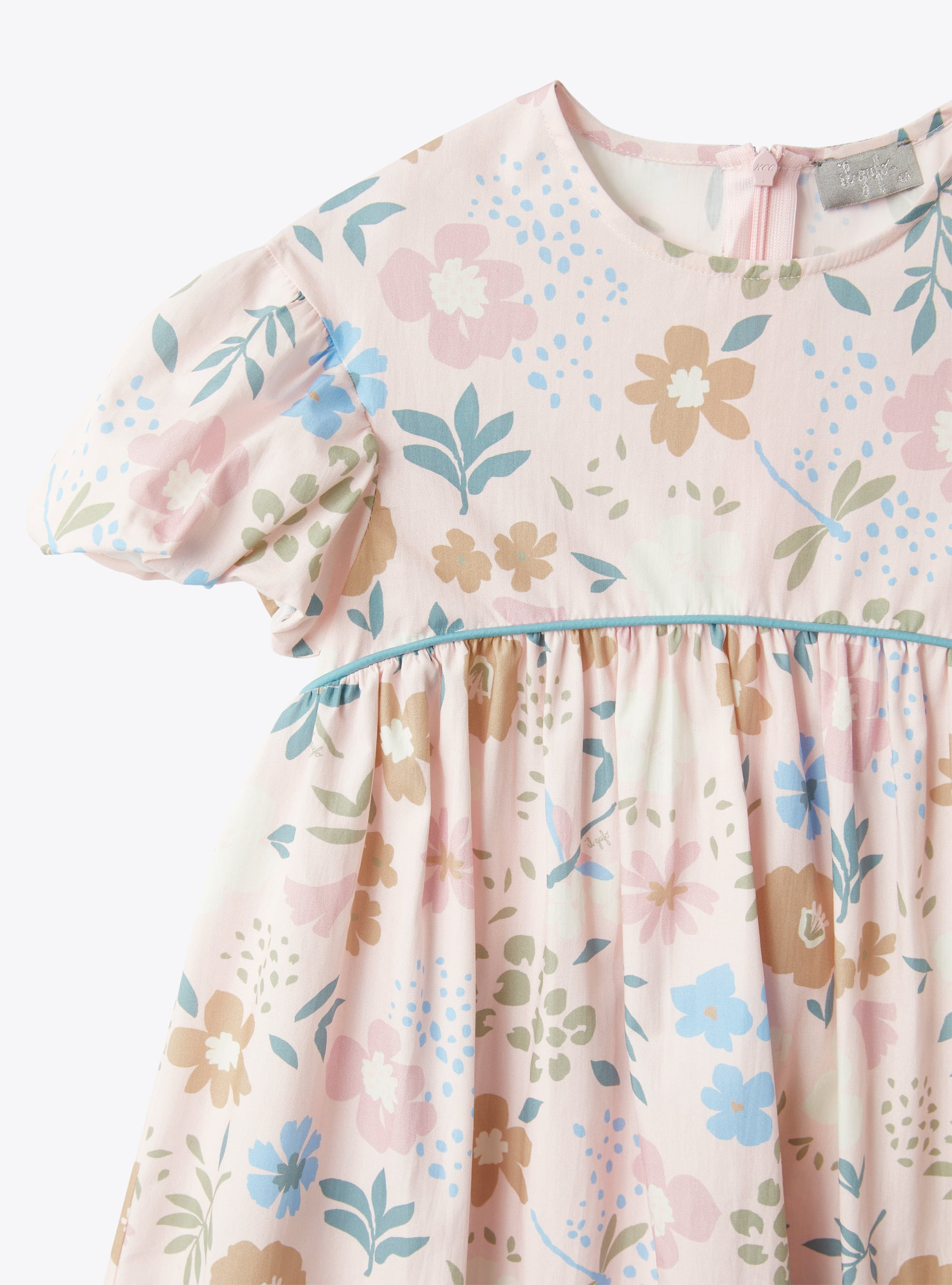 Dress with puff sleeves in an exclusive print design - Pink | Il Gufo
