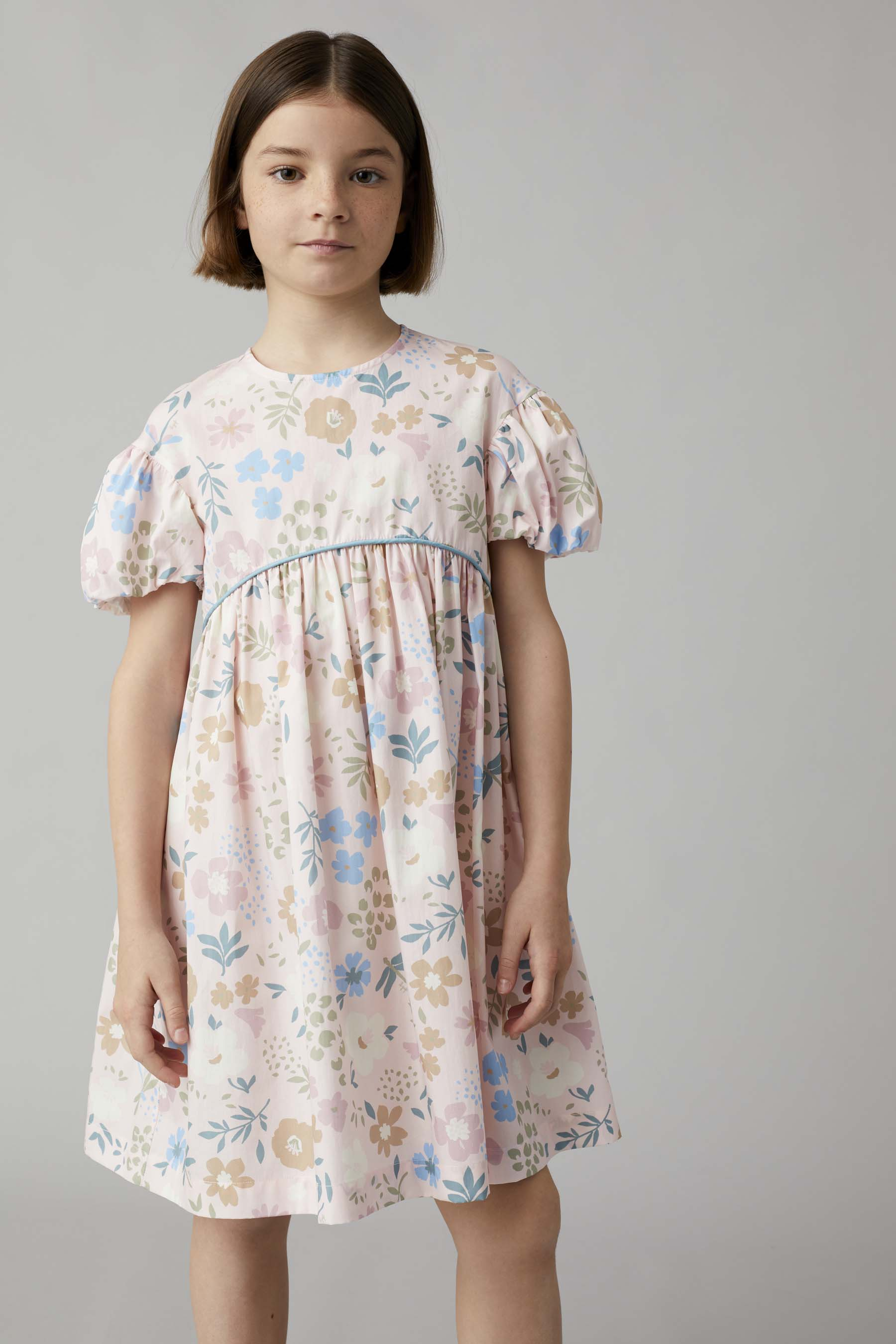 Платье с рукавом-буфом и эксклюзивным принтом - Роза | Il Gufo