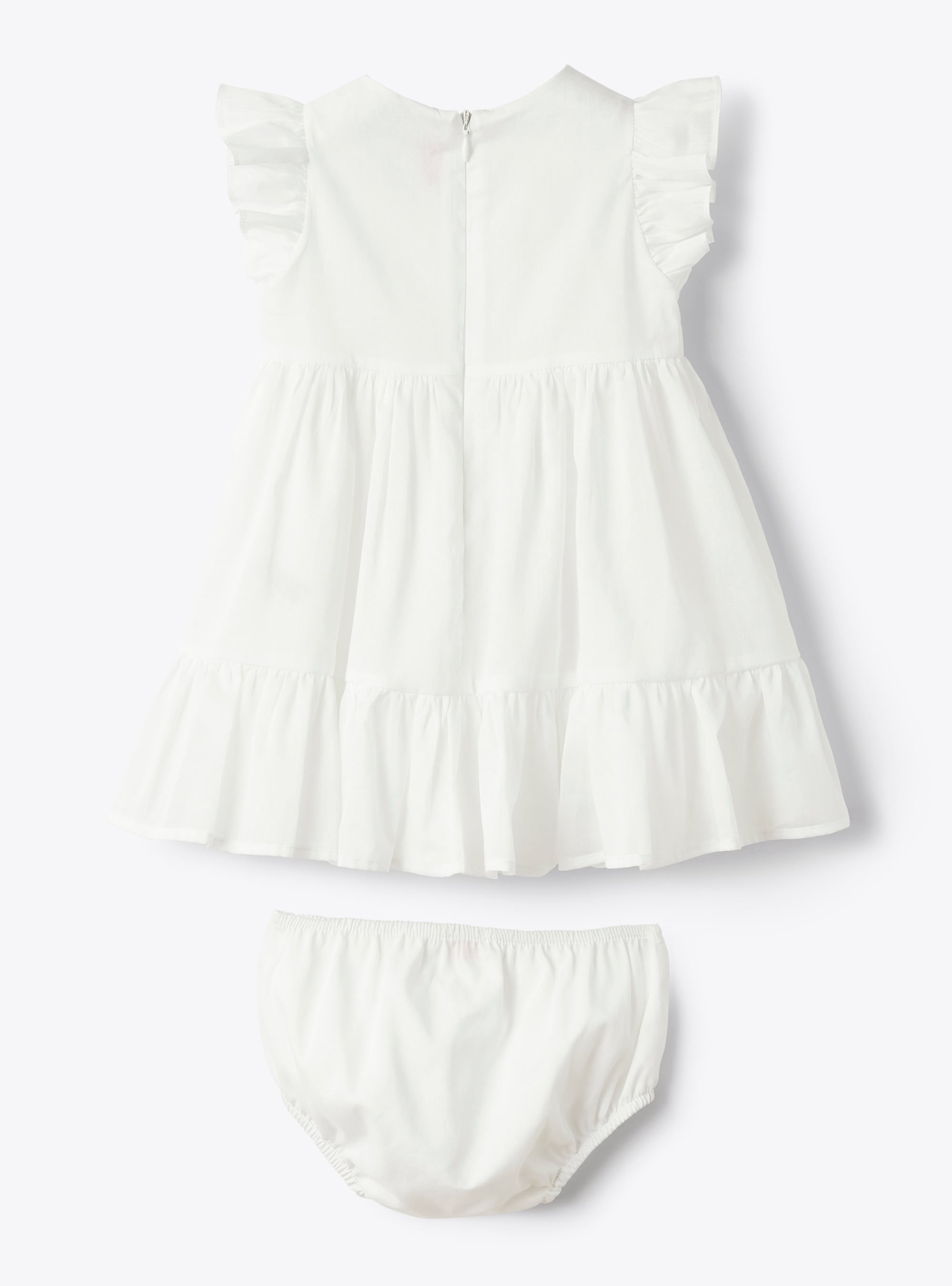 Dress in cotton voile with bloomers - White | Il Gufo