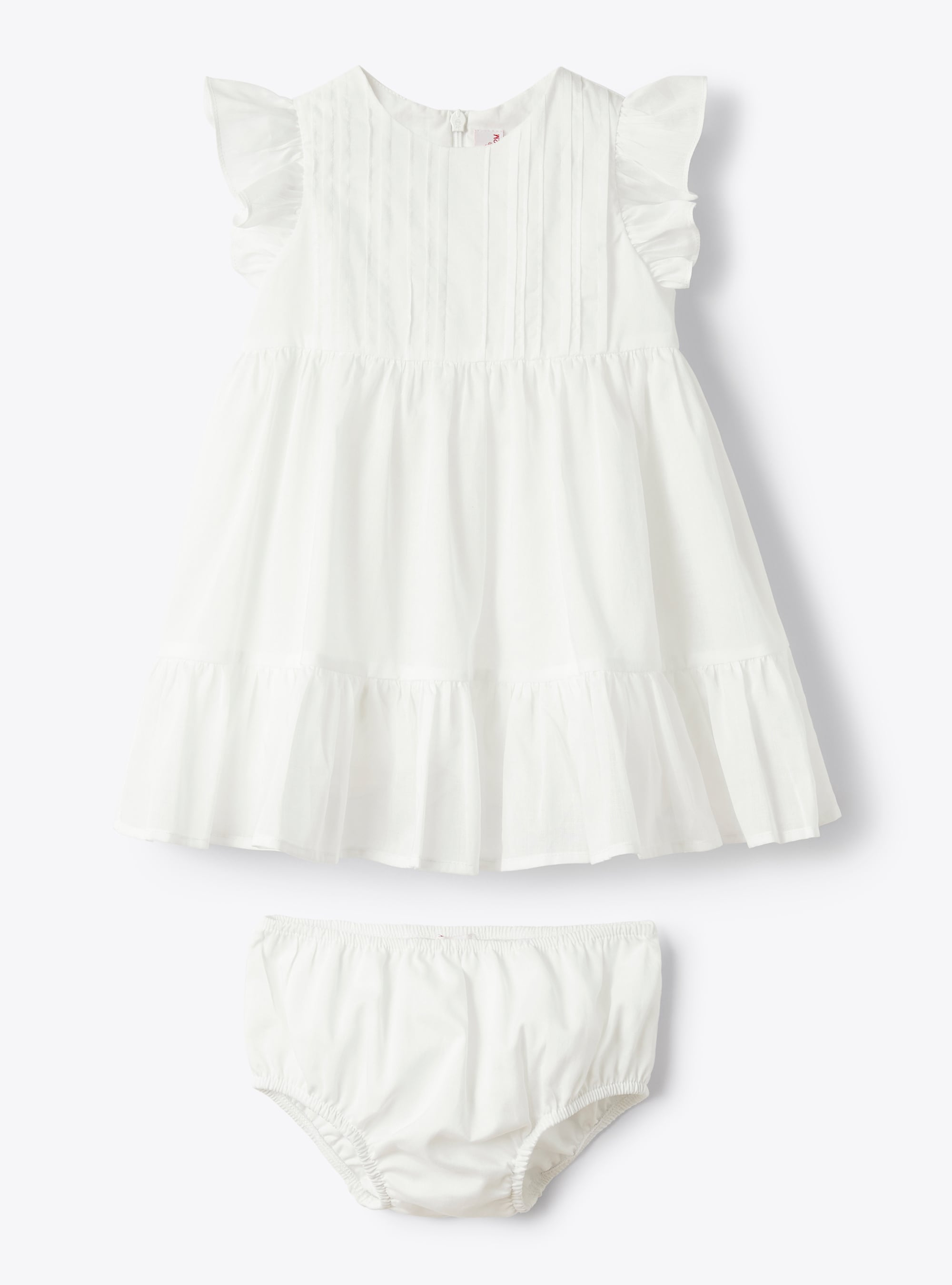 Dress in cotton voile with bloomers - White | Il Gufo