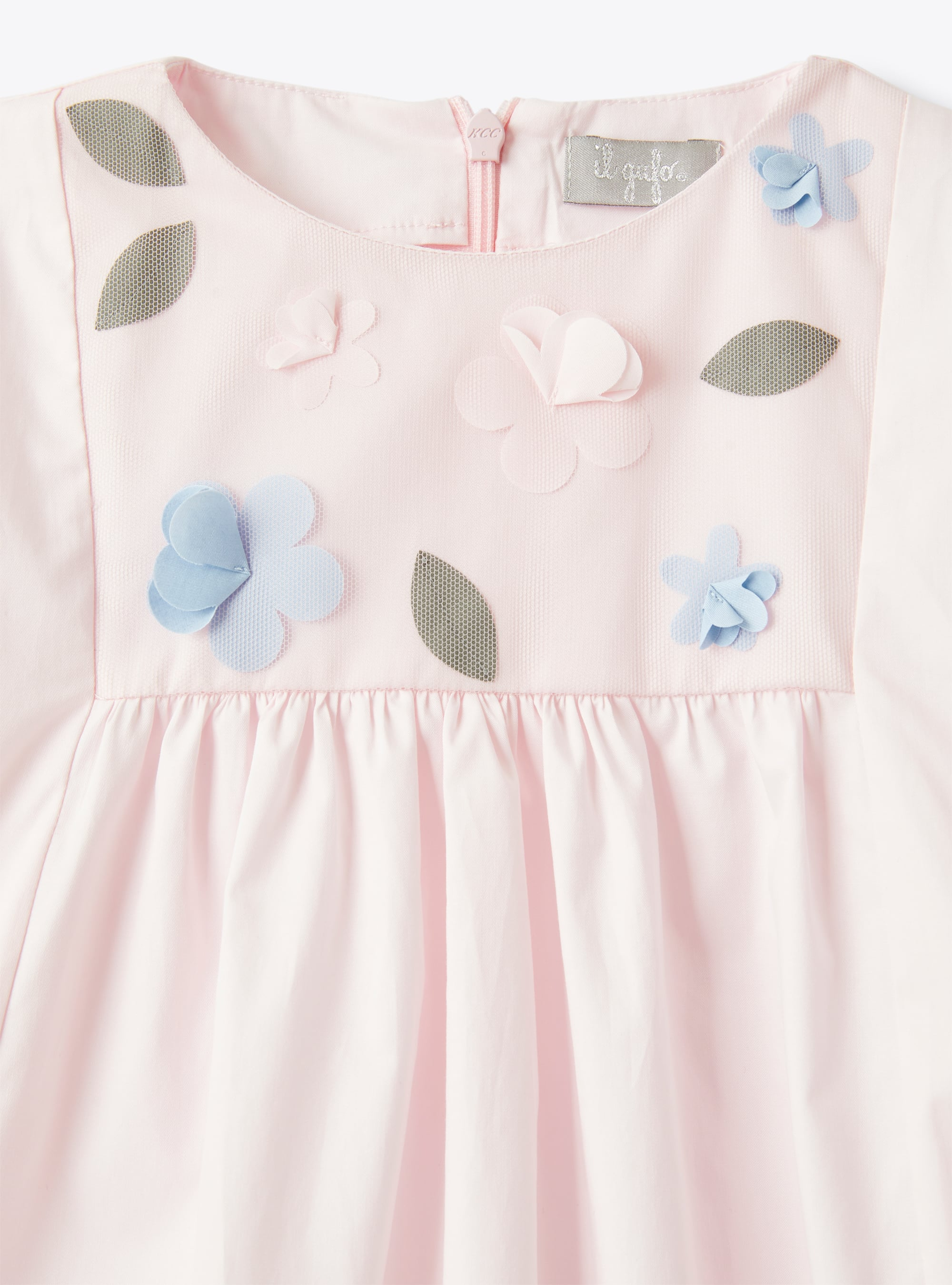 Dress in stretch poplin with appliquéd detailing - Pink | Il Gufo