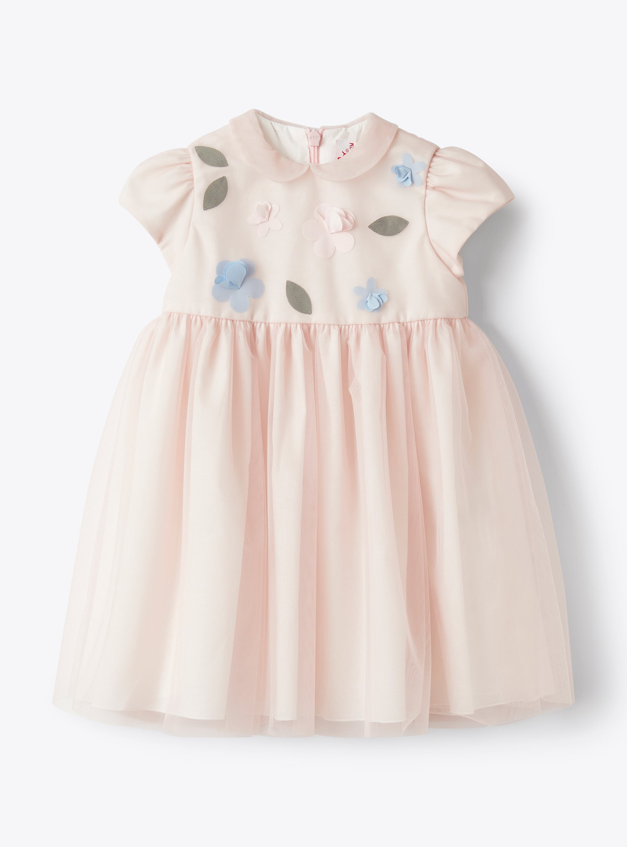 Jersey-Babykleid für Mädchen aus Tüll mit aufgenähten Blumen - Kleider - Il Gufo