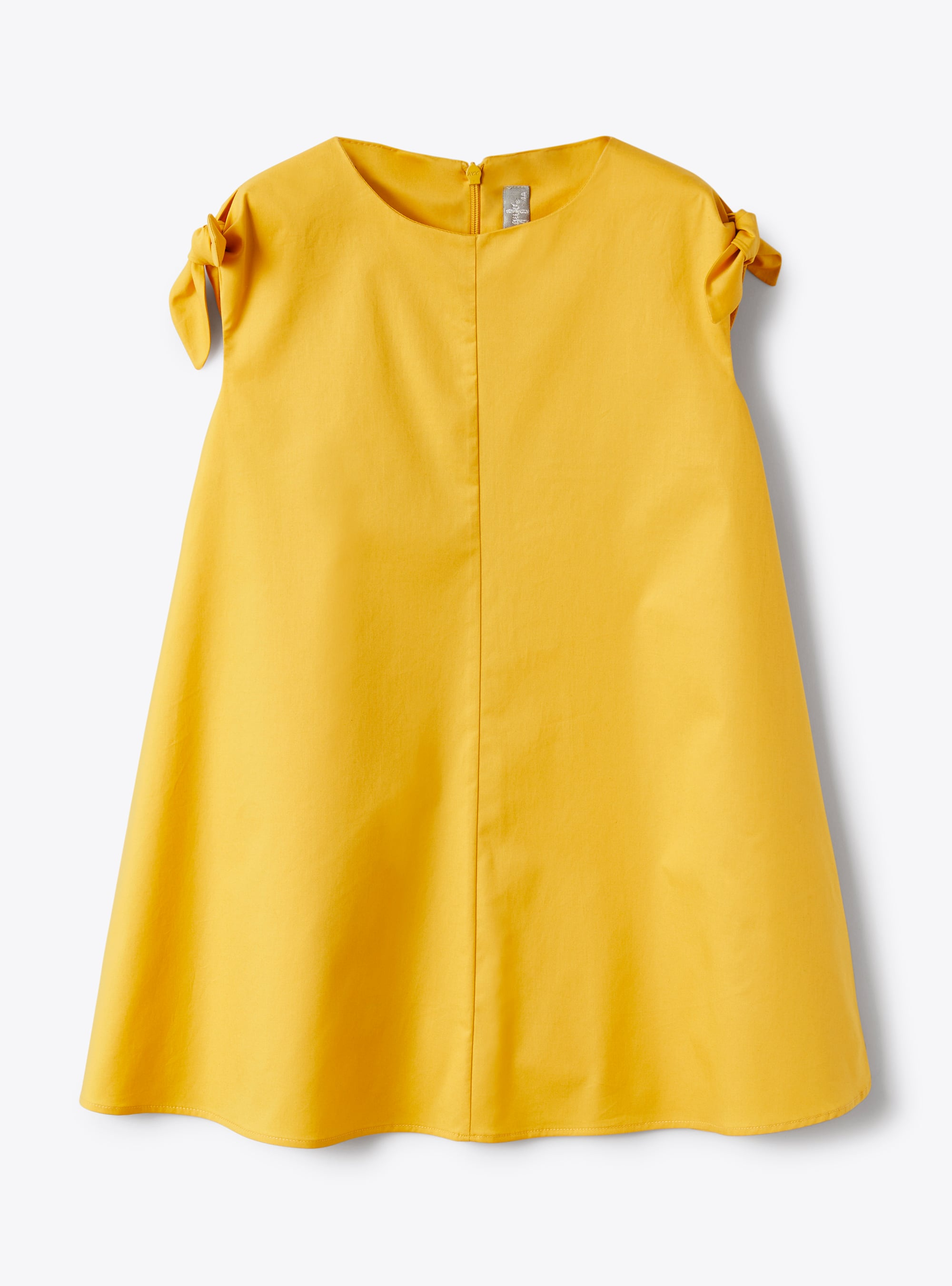 Robe en popeline stretch avec petits nœuds jaune curcuma - Robes - Il Gufo