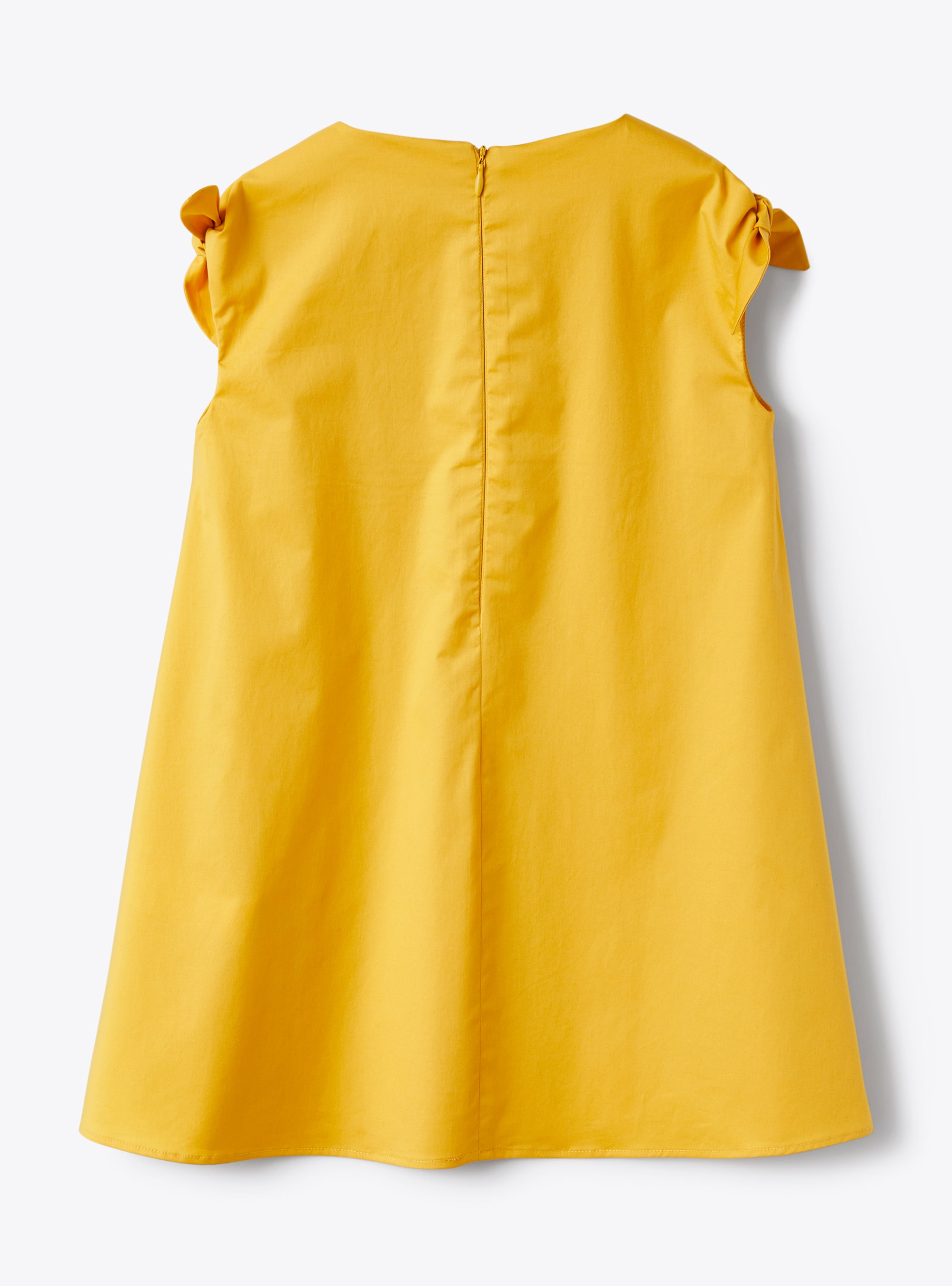 Vestito in popeline stretch con fiocchetti giallo curcuma - Giallo | Il Gufo