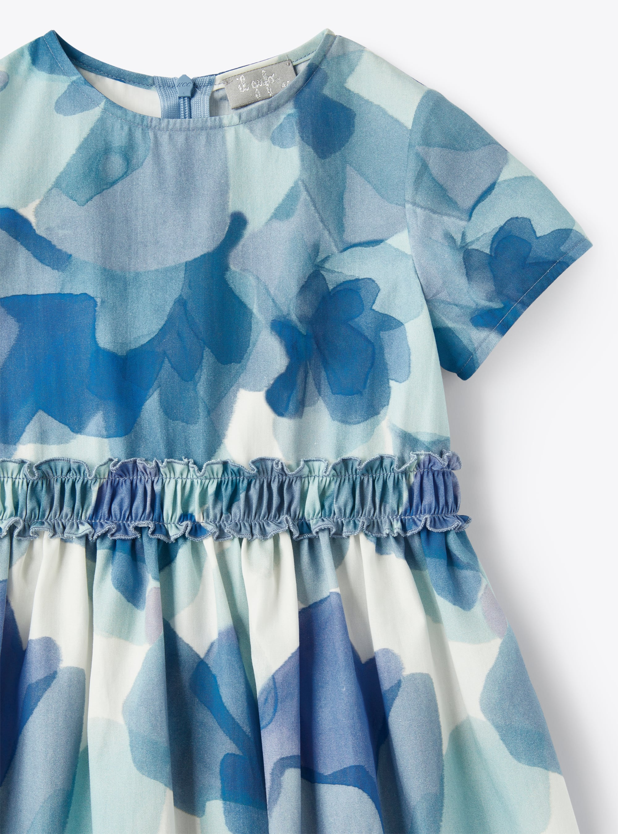 Dress in an exclusive floral print - Light blue | Il Gufo