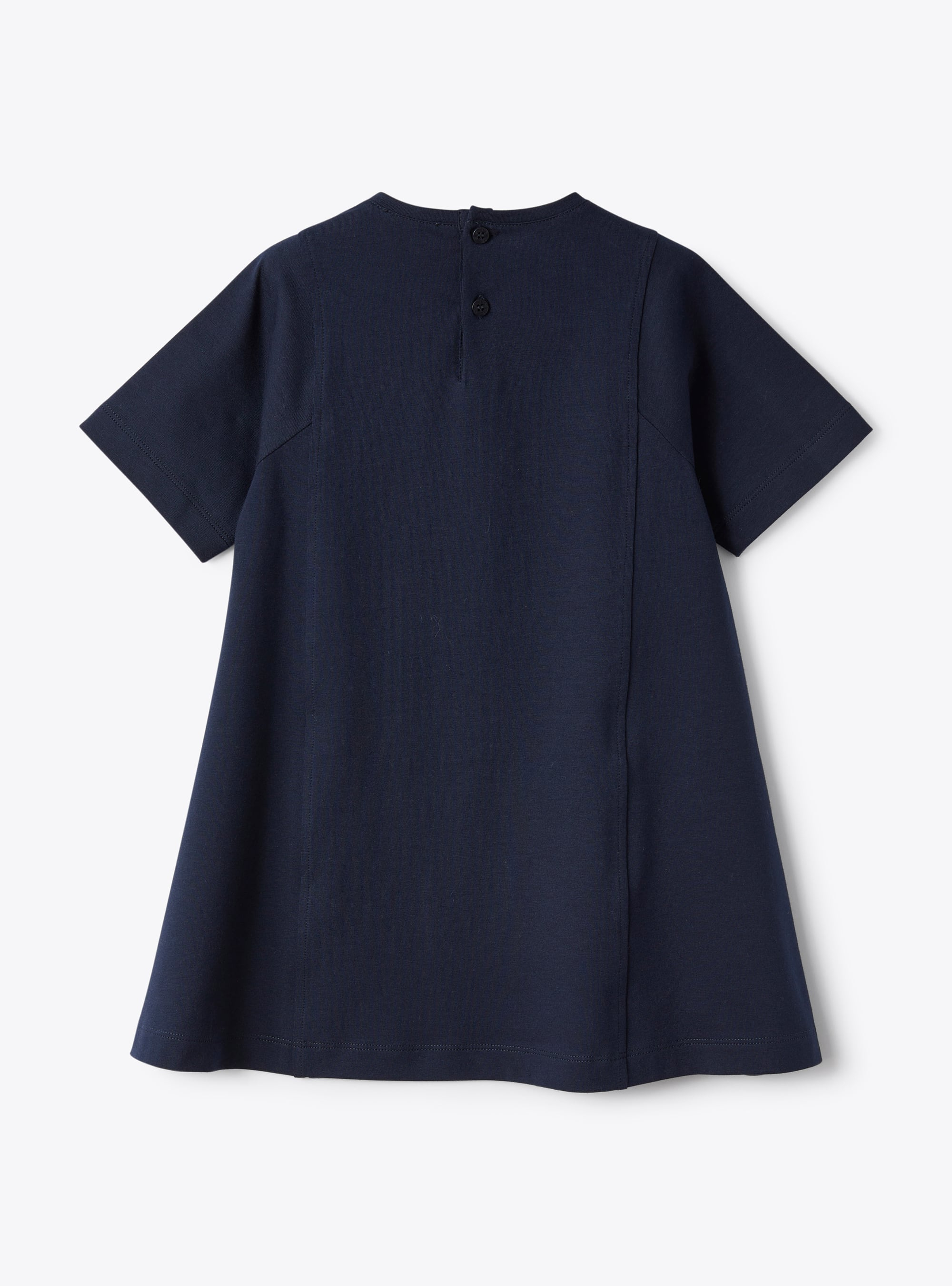 Short-sleeve dress in blue with bow detail  - Blue | Il Gufo