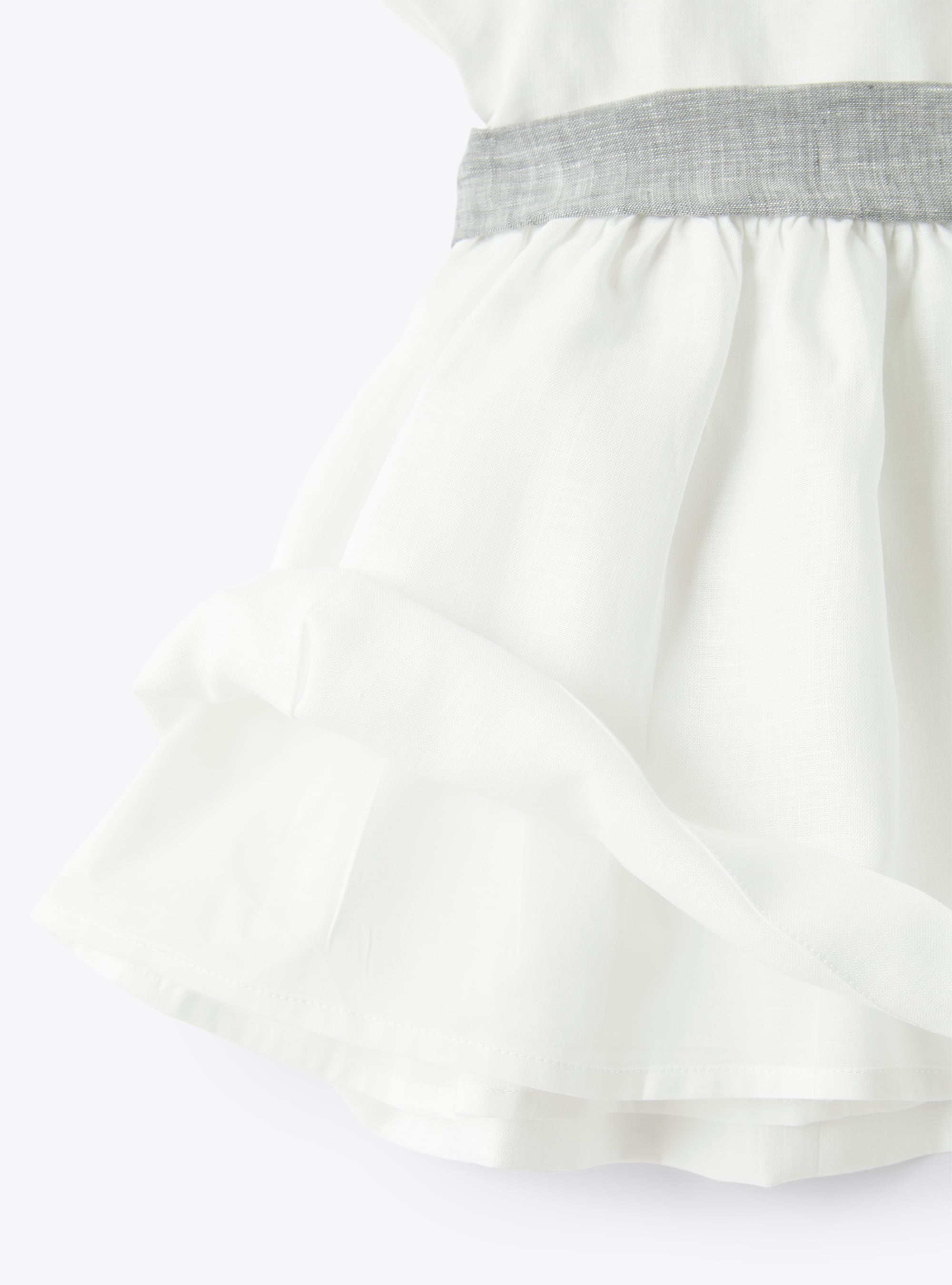 Vestito da neonata in lino - Bianco | Il Gufo