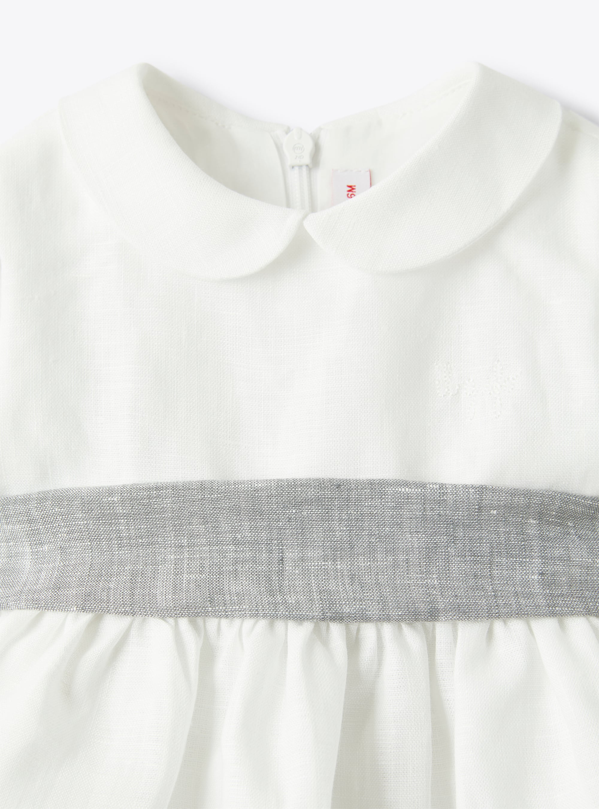 Robe pour bébé fille en lin - Blanc | Il Gufo