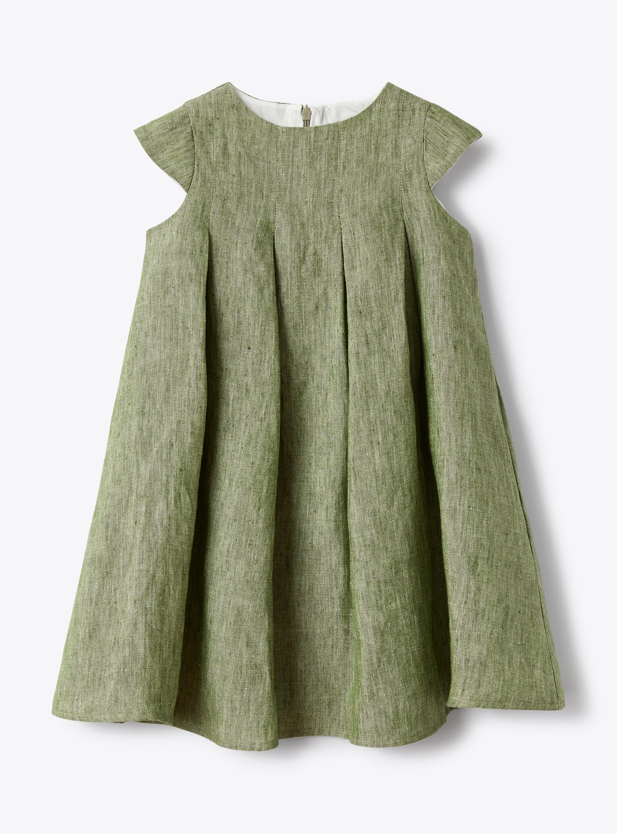 Dress in sage-green linen - Green | Il Gufo