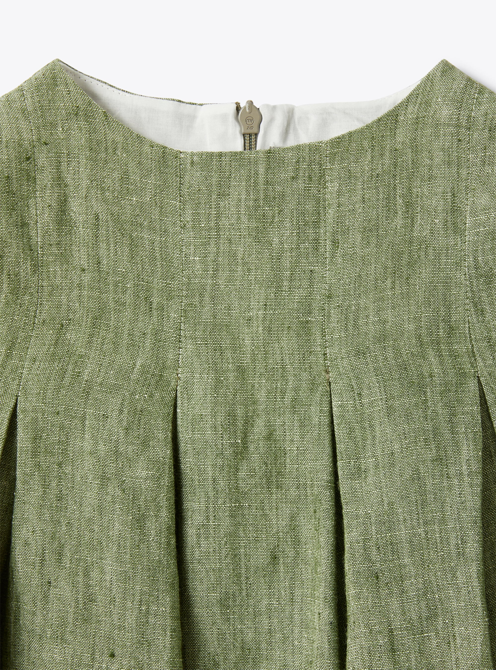 Dress in sage-green linen - Green | Il Gufo