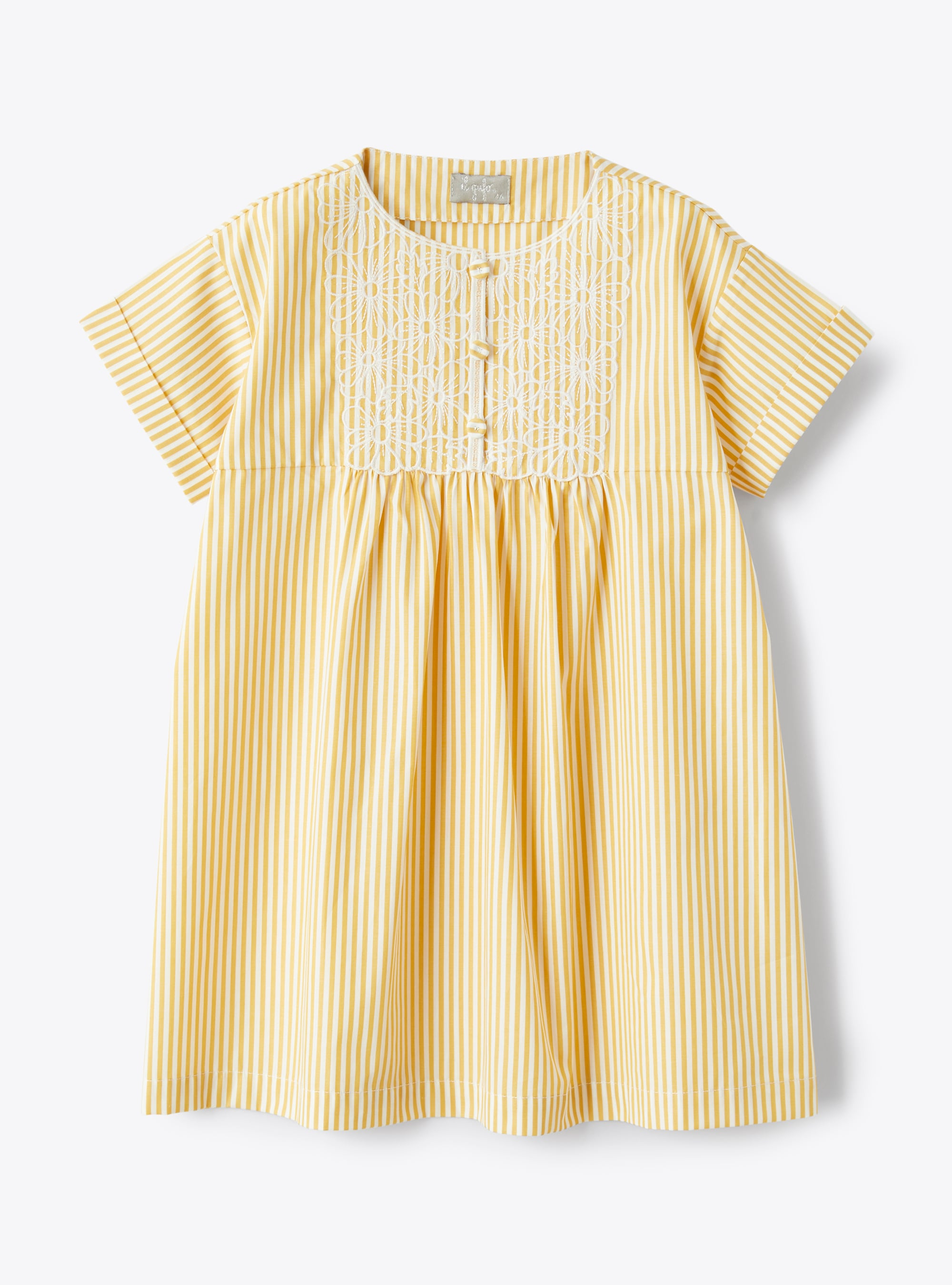 Dress with embroidered flowers - Yellow | Il Gufo