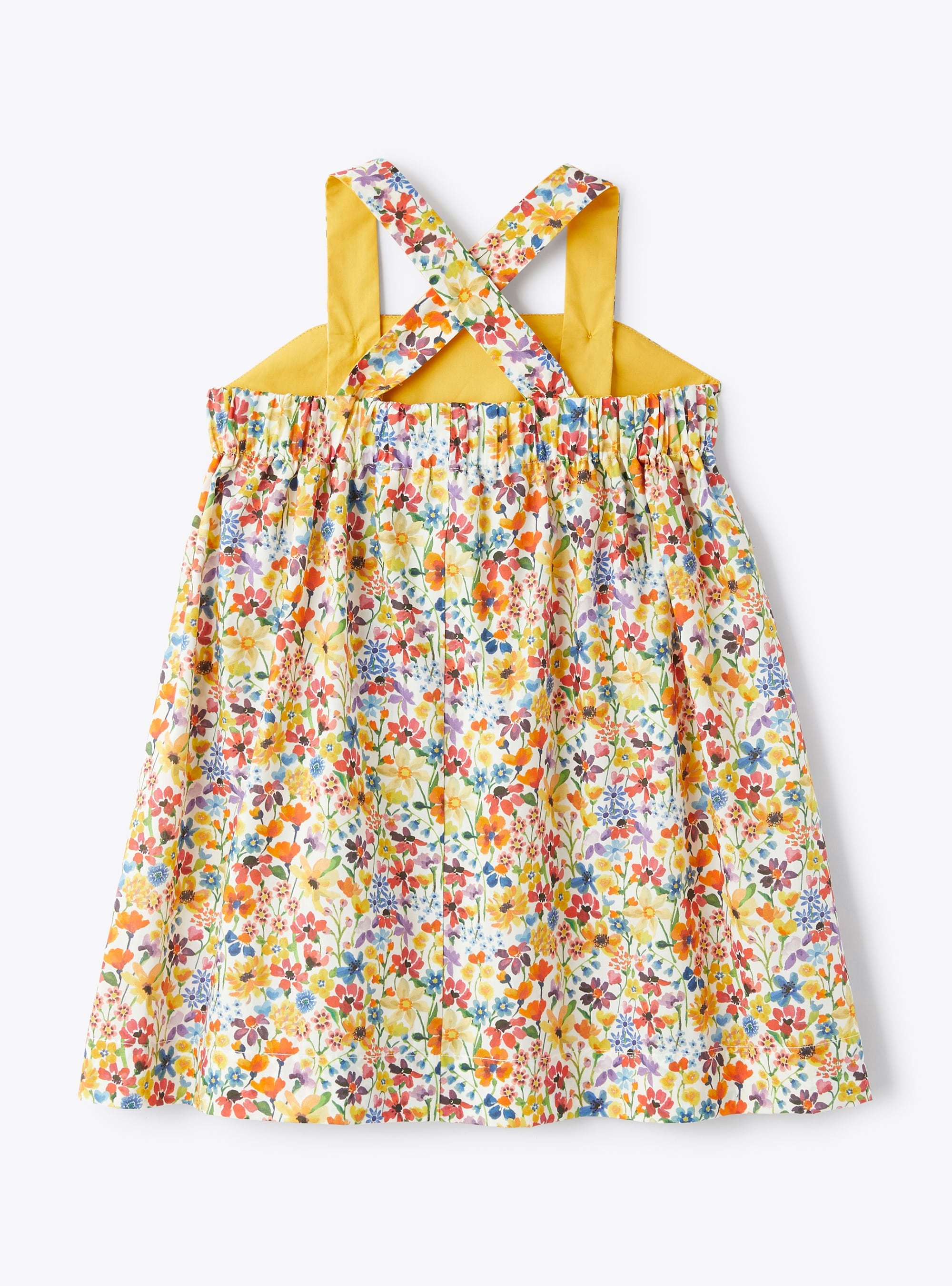 Sleeveless dress in a Liberty-Fabric material - Yellow | Il Gufo