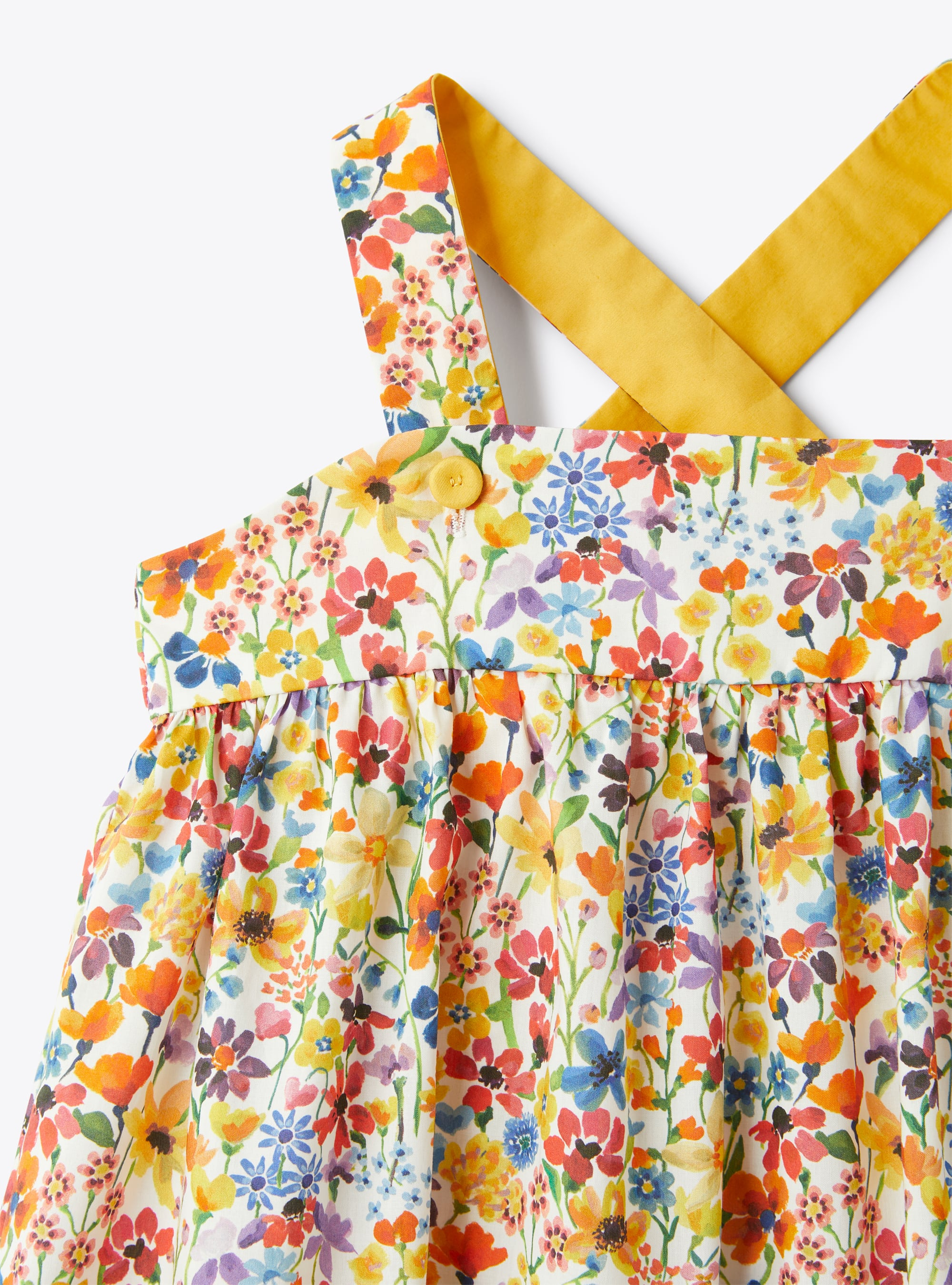 Sleeveless dress in a Liberty-Fabric material - Yellow | Il Gufo