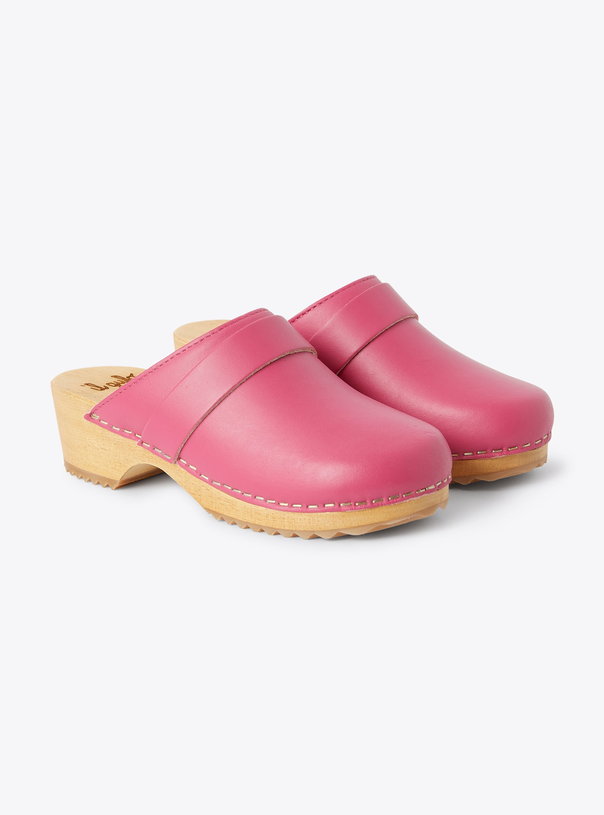 Clog in fuchsia-pink leather - Shoes - Il Gufo