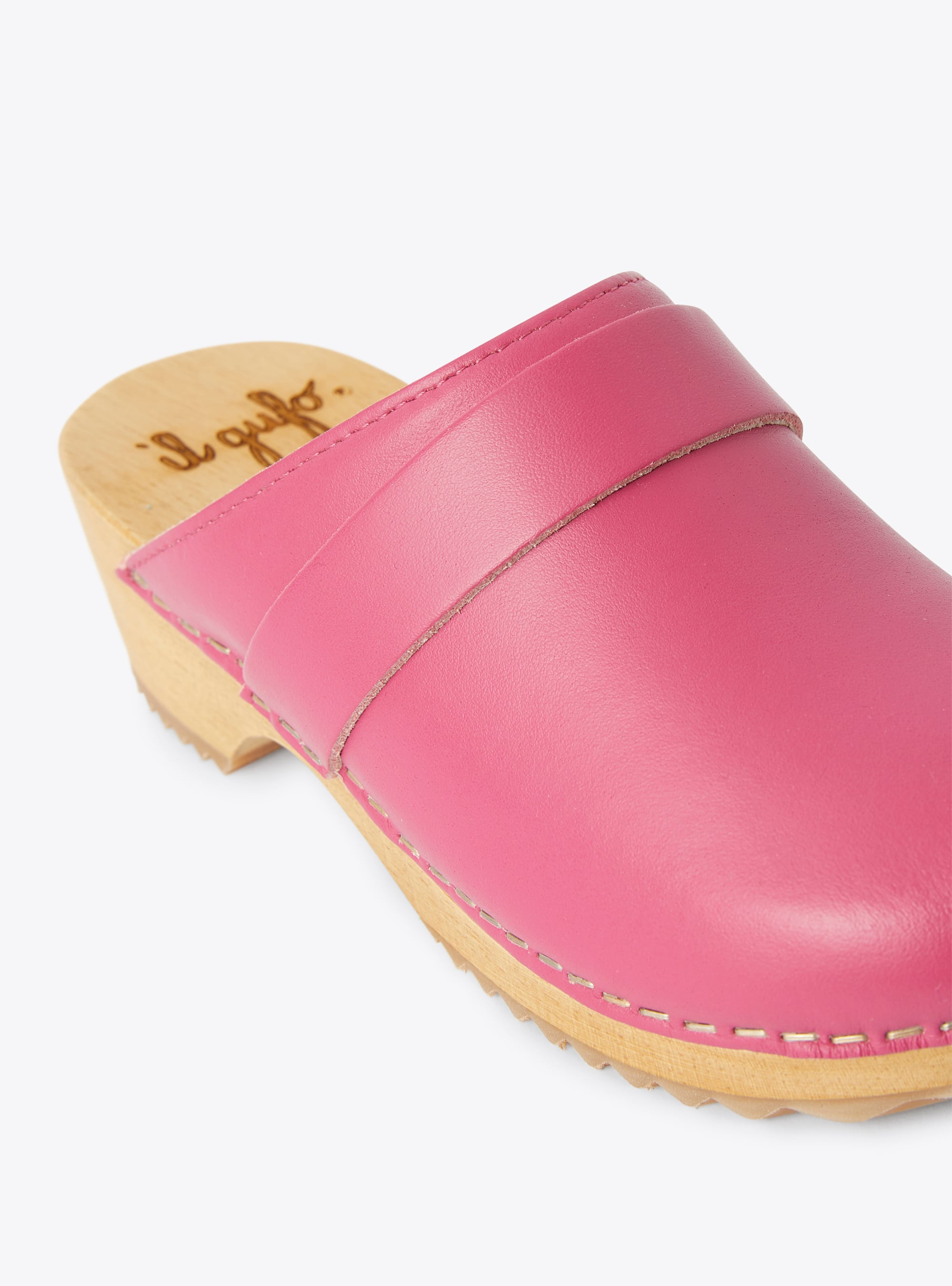 Holzschuhe aus pinkfarbenem Leder - Fuchsie | Il Gufo