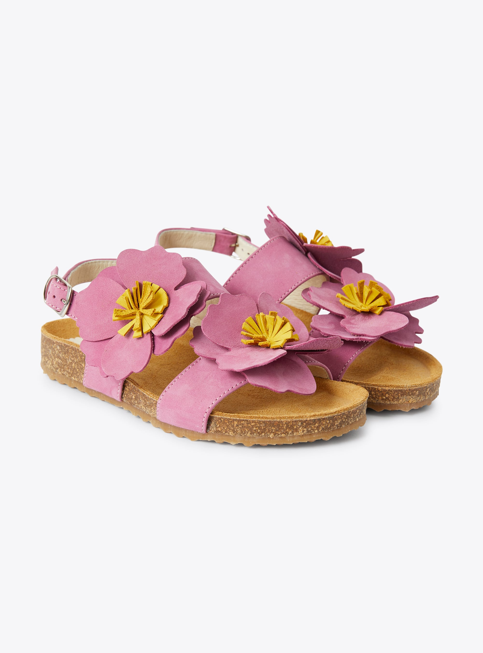 Sandalo in nabuk con fiori applicati - Giallo | Il Gufo