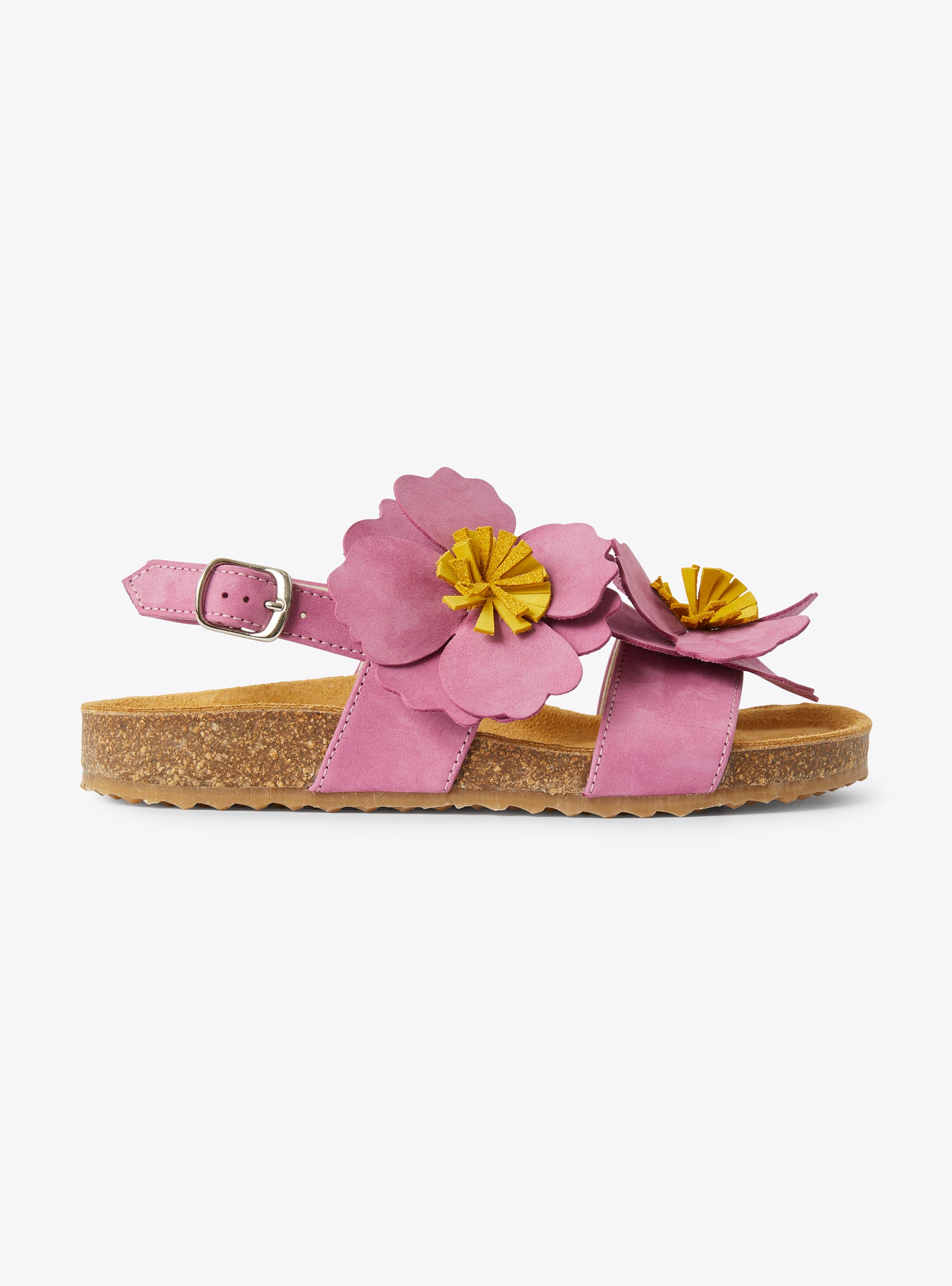 Sandalen aus Nubukleder mit aufgesetzten Blumen - Gelb | Il Gufo